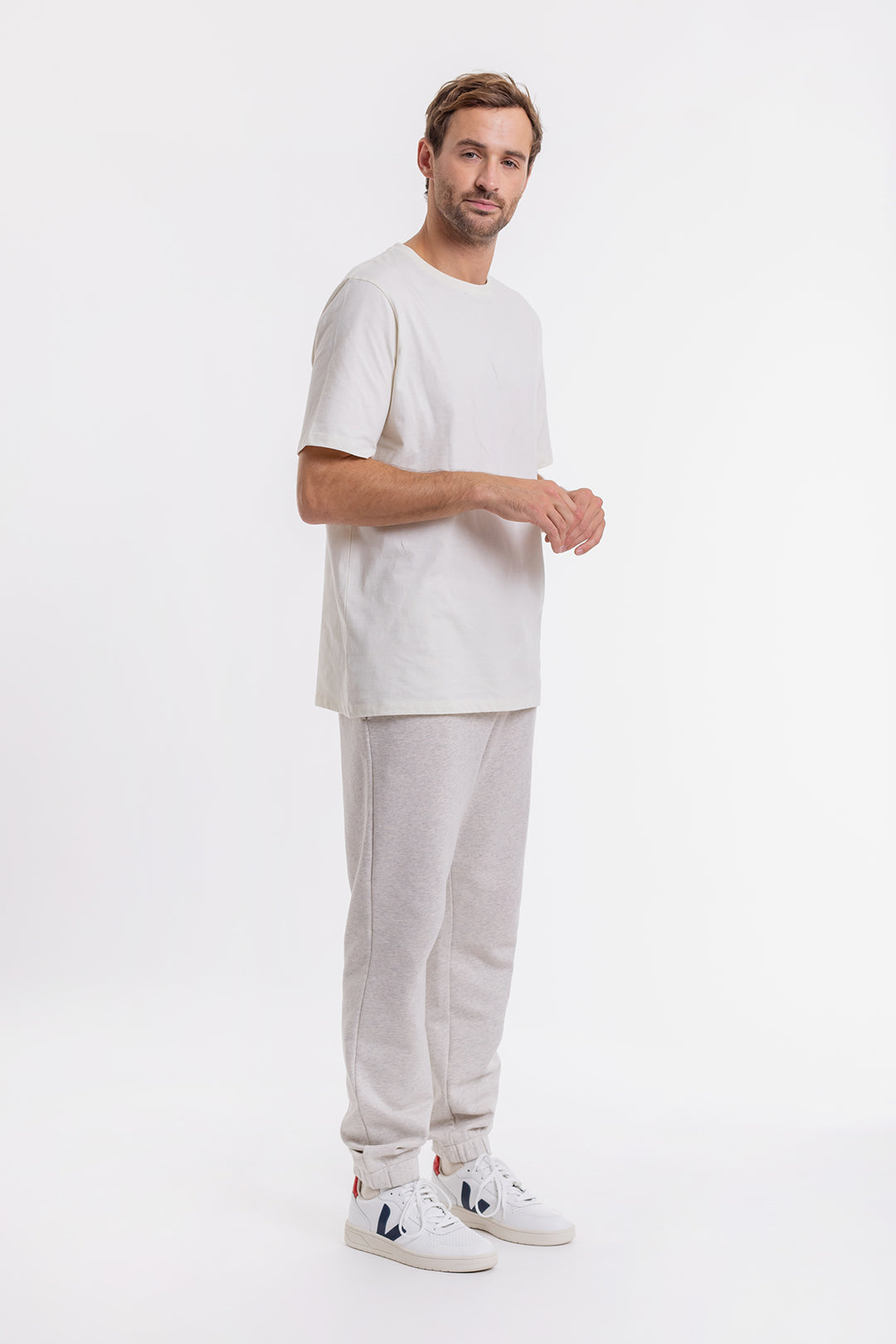 Logo sweatpants made of organic cotton, gray melange