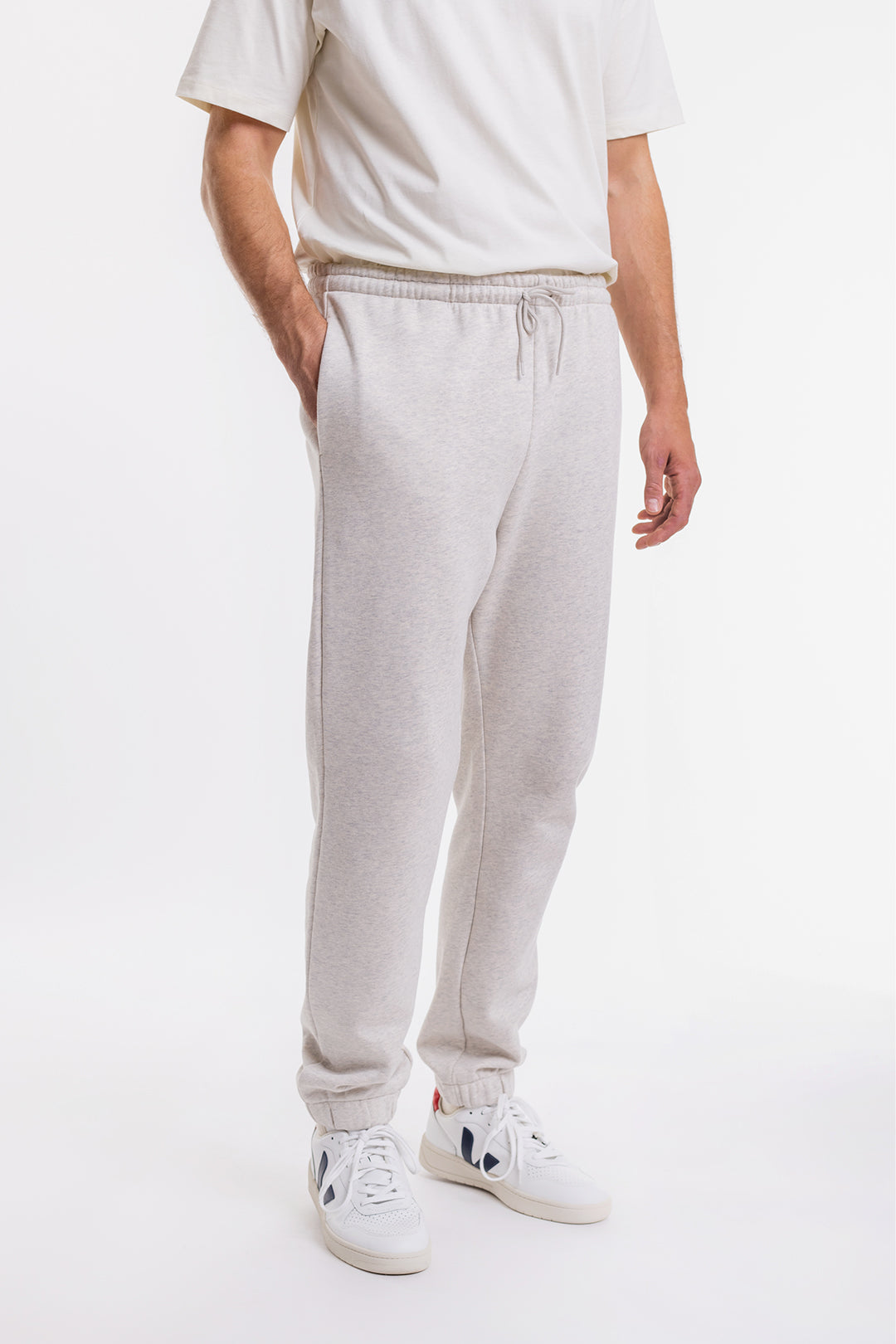 Pantalon de survêtement à logo en coton biologique, gris chiné