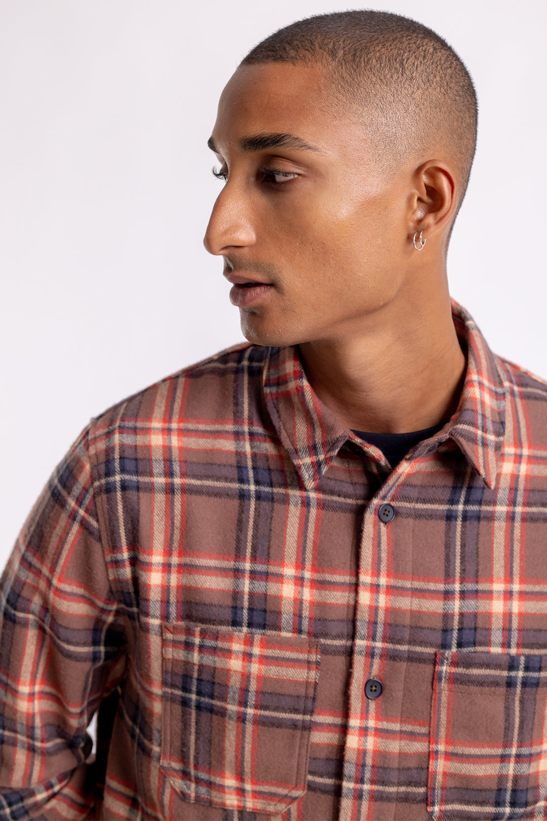 Checked flannel overshirt red / brown