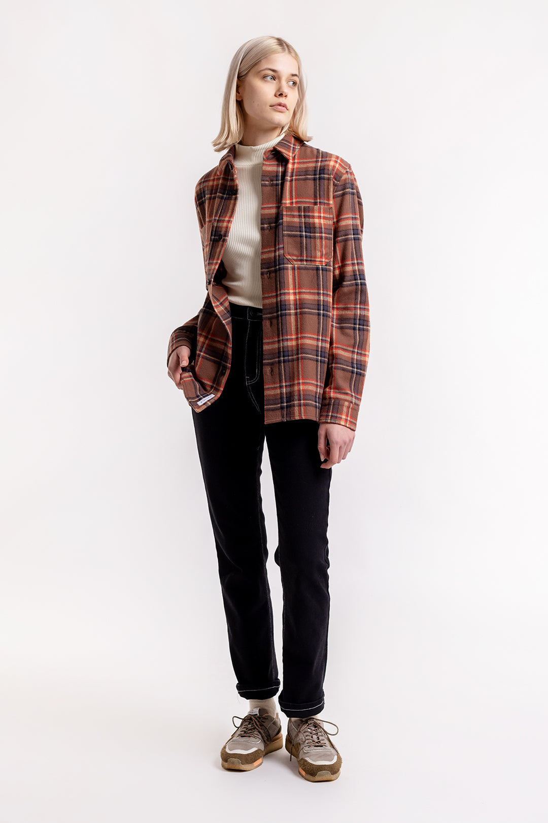 Checked flannel overshirt red / brown