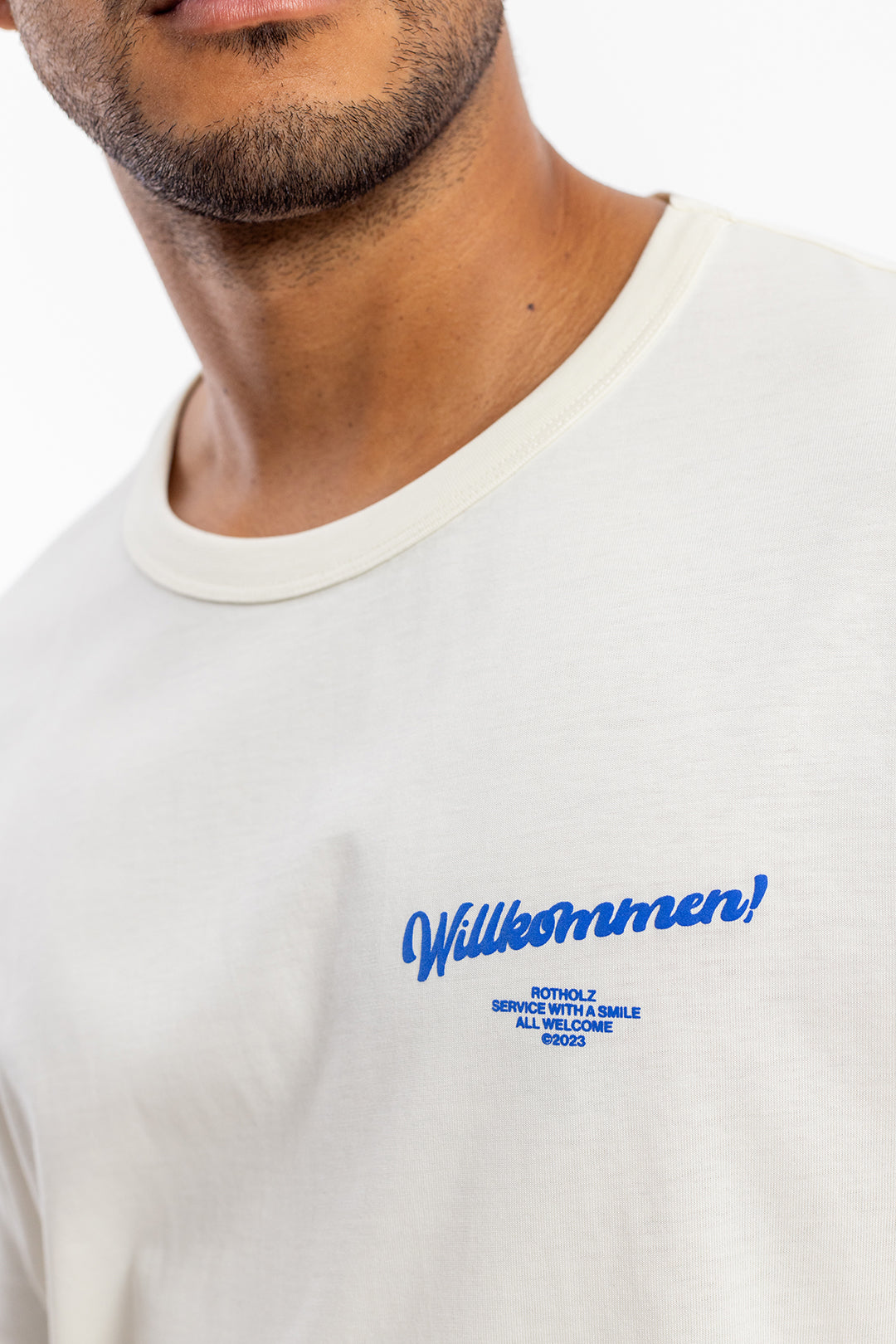 White T-shirt Welcome Print made from 100% organic cotton from Rotholz