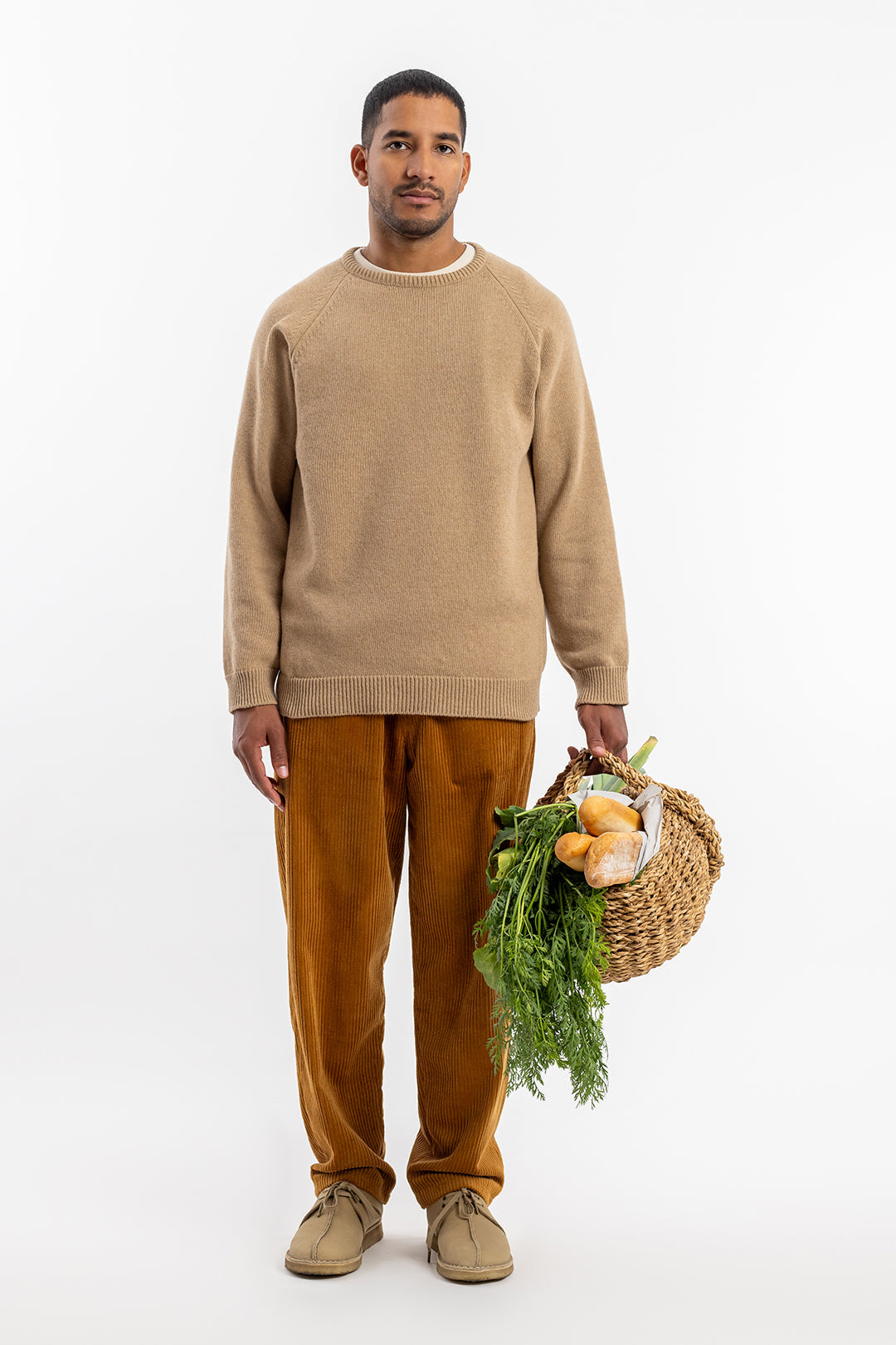 Beige knitted sweater made from recycled wool from Rotholz