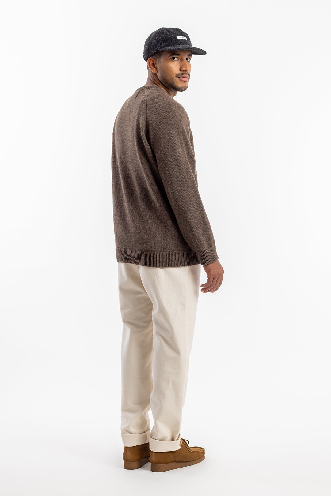 Brown knitted sweater made from recycled wool from Rotholz