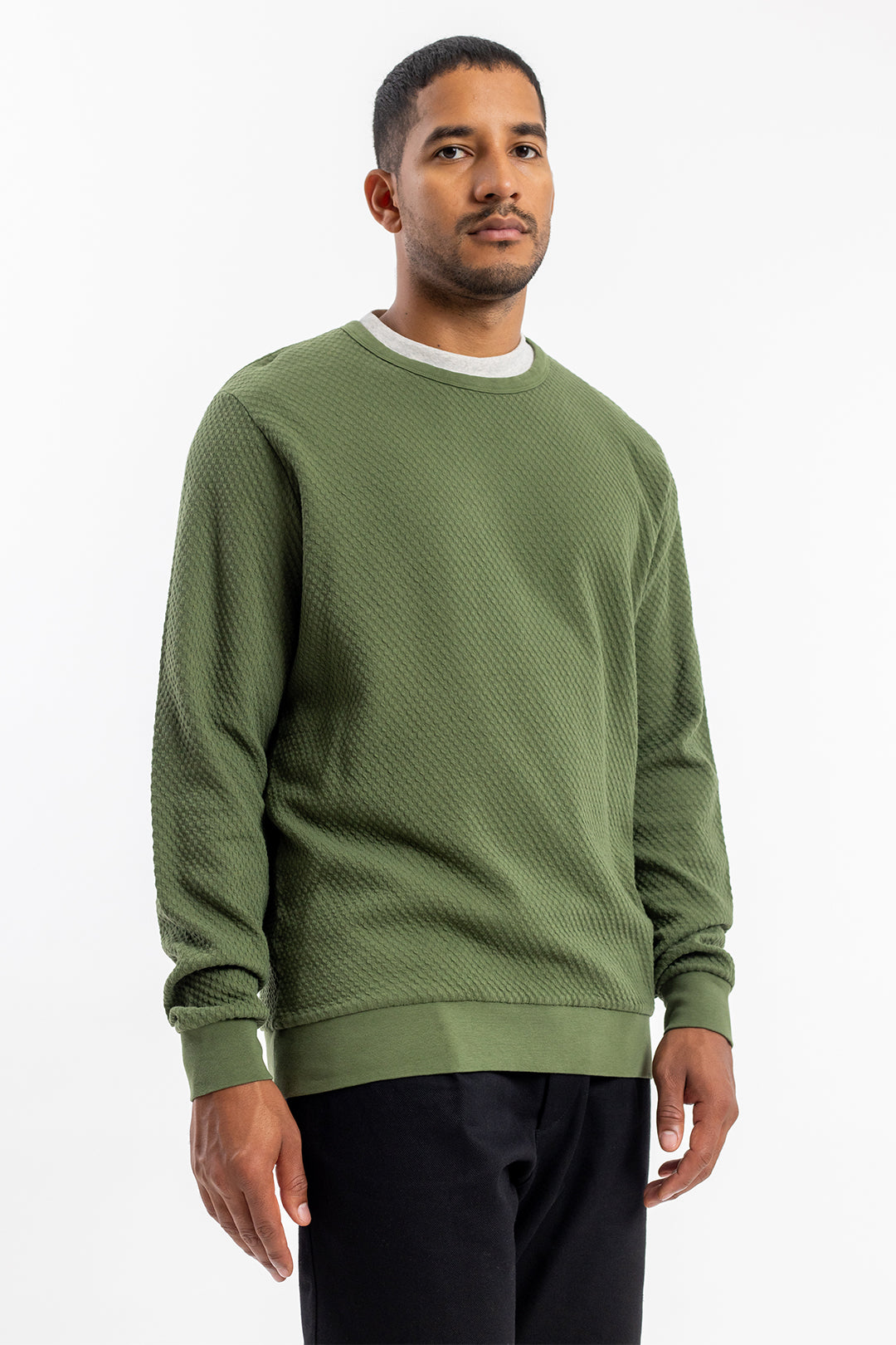 Grüner Sweater Waffel aus 100% Bio- Baumwolle von Rotholz