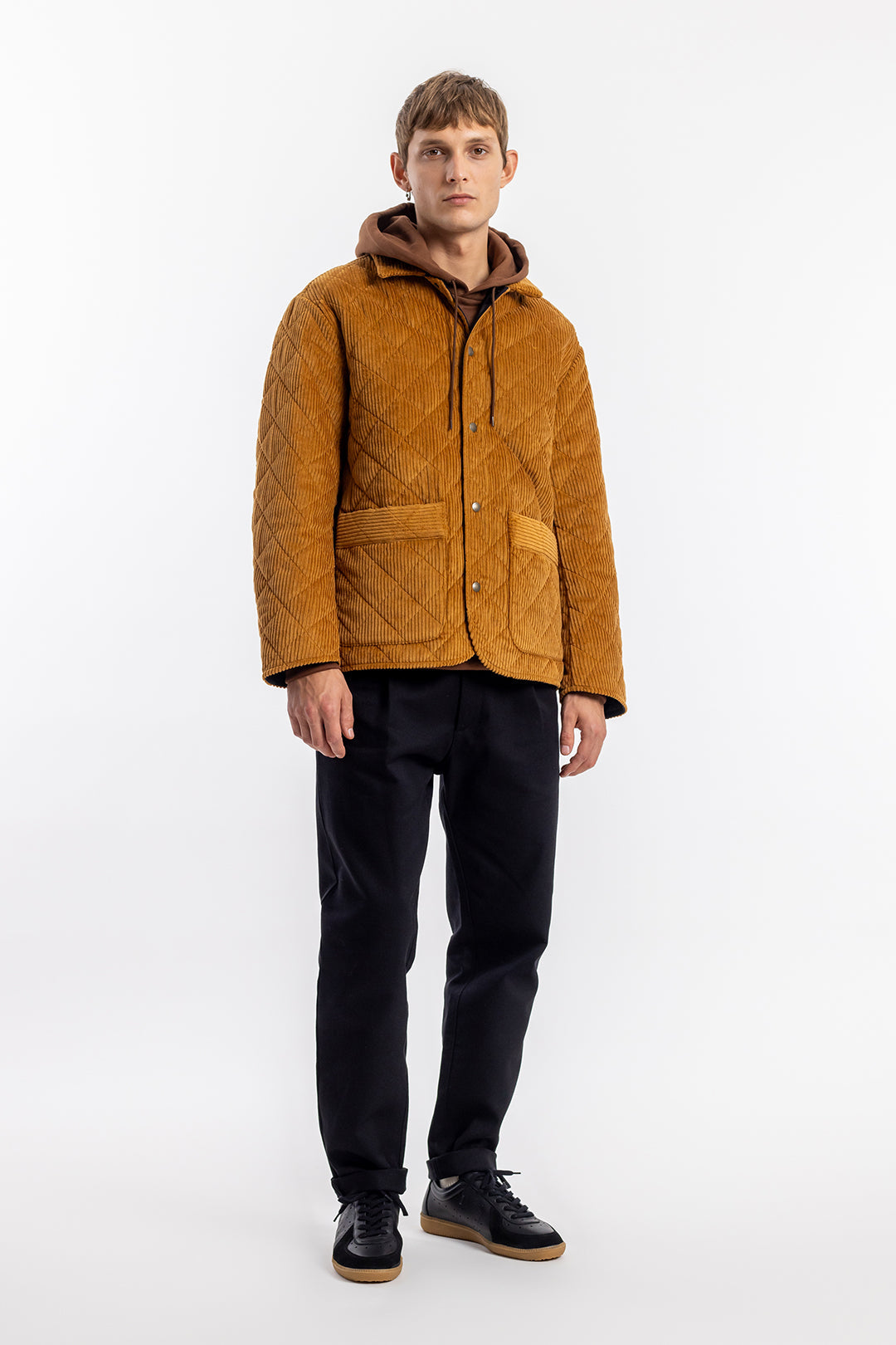 Toffee, quilted men's corduroy jacket made from organic cotton &amp; recycled PET from Rotholz