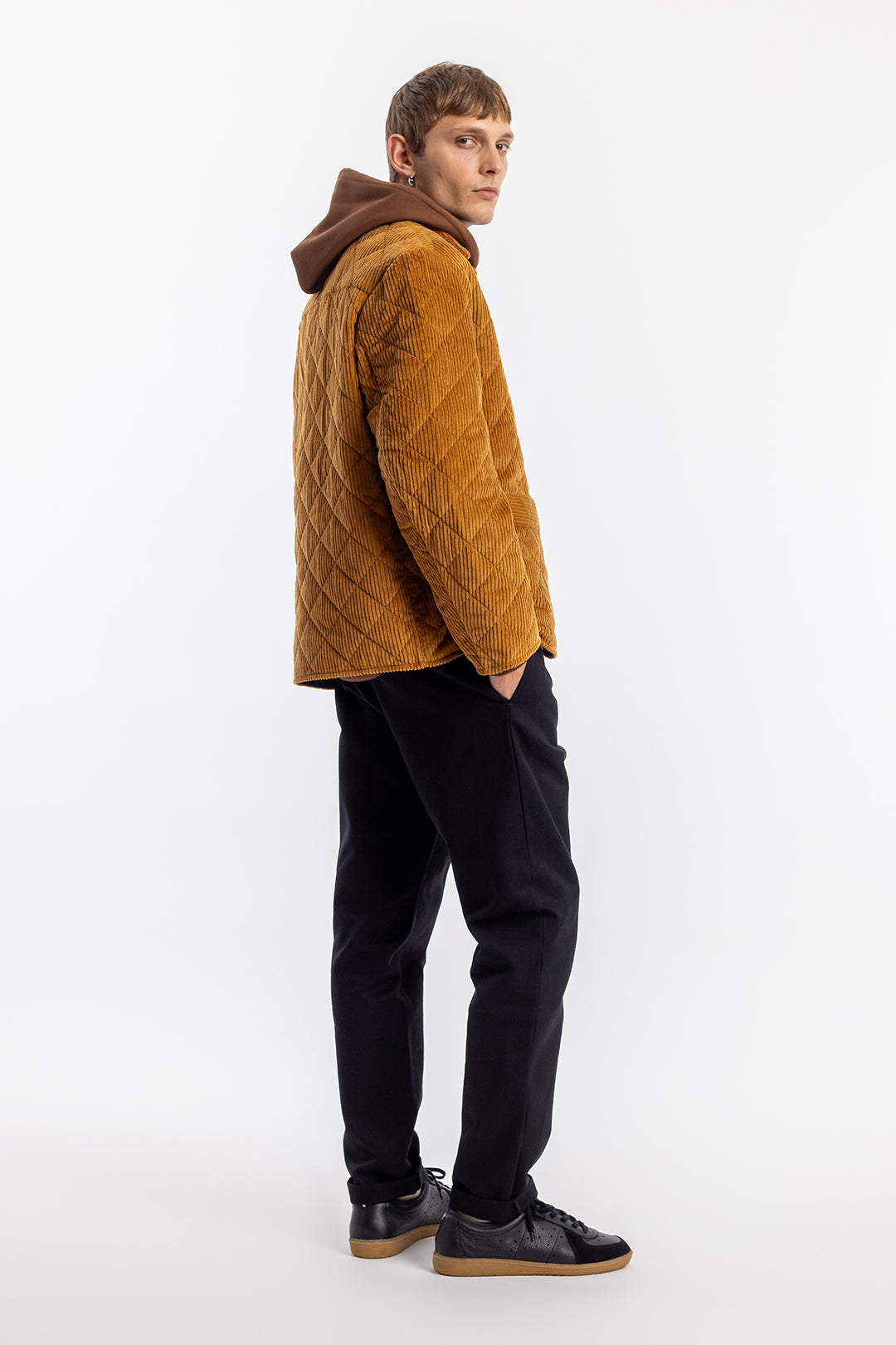 Toffee, quilted men's corduroy jacket made from organic cotton &amp; recycled PET from Rotholz