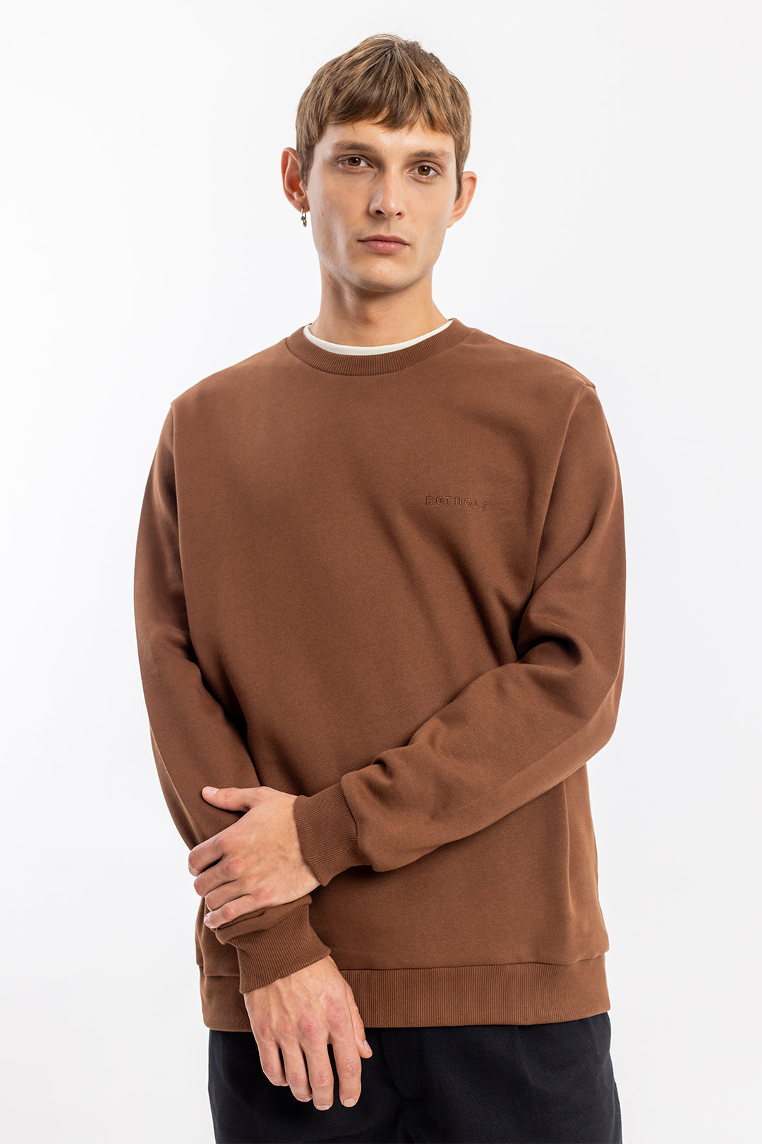 Brauner Sweater Logo aus Bio-Baumwolle von Rotholz