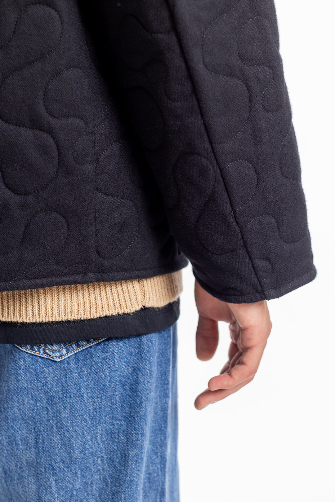 Black, quilted jacket made of organic cotton &amp; recycled PET from Rotholz