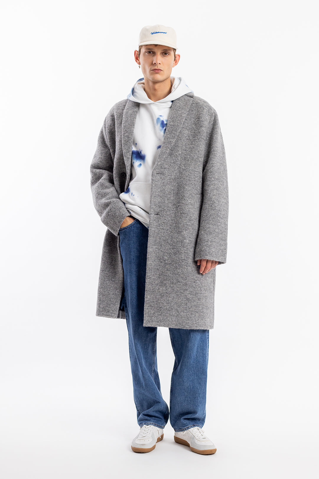 Manteau gris en laine biologique mélangée
