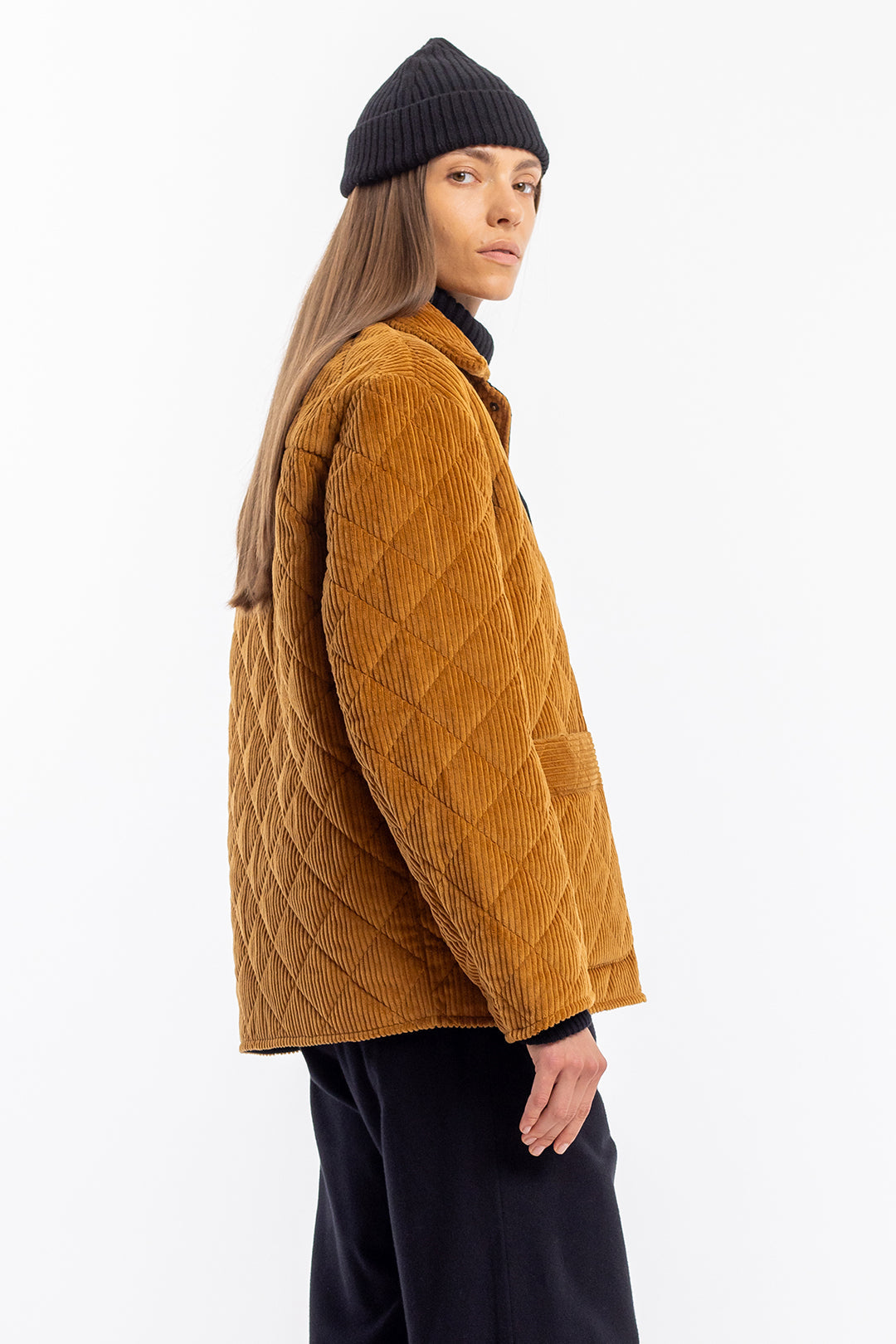 Toffee, quilted corduroy jacket made from organic cotton &amp; recycled PET from Rotholz