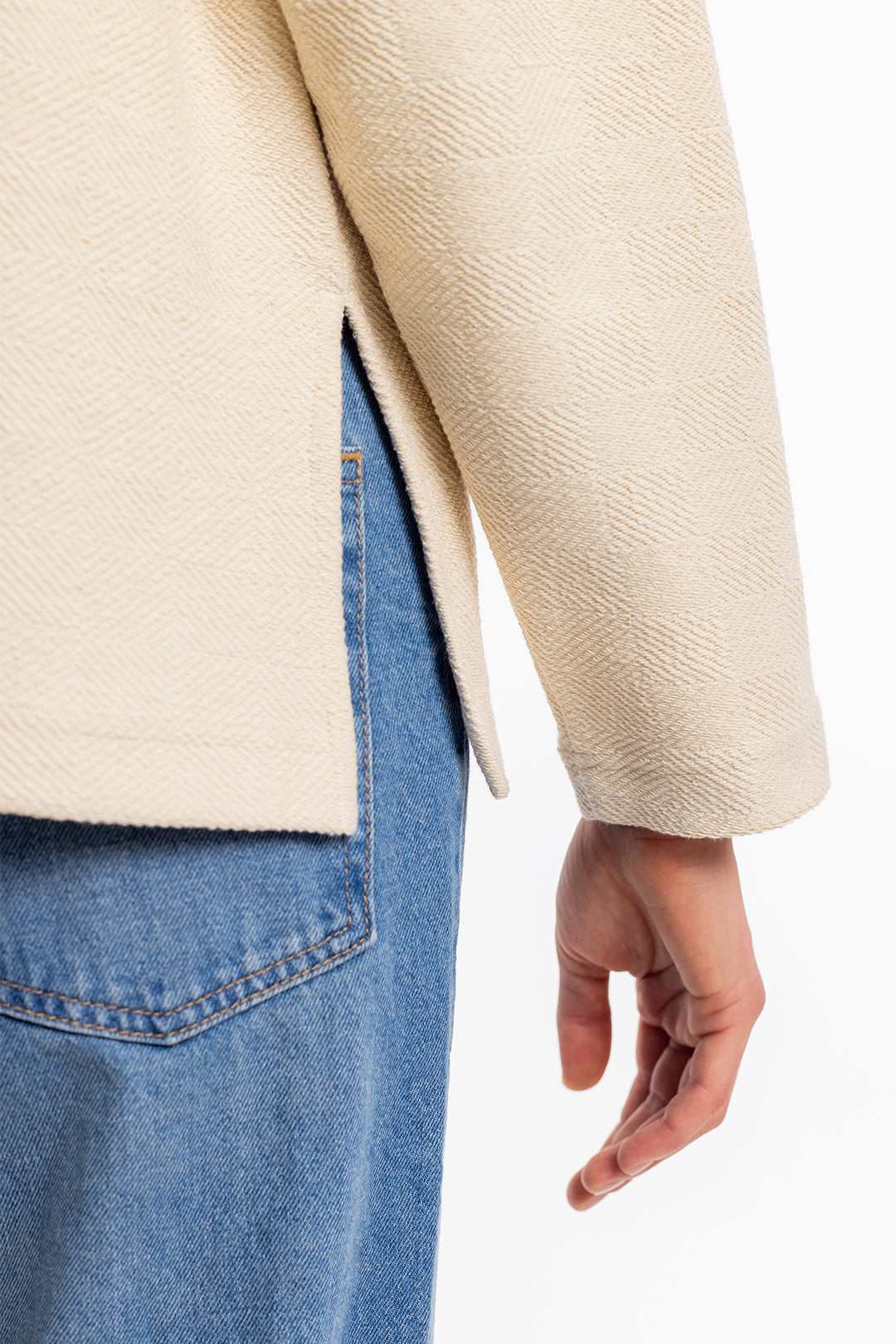Beiger Polo Zip Sweater aus Bio-Baumwolle von Rotholz