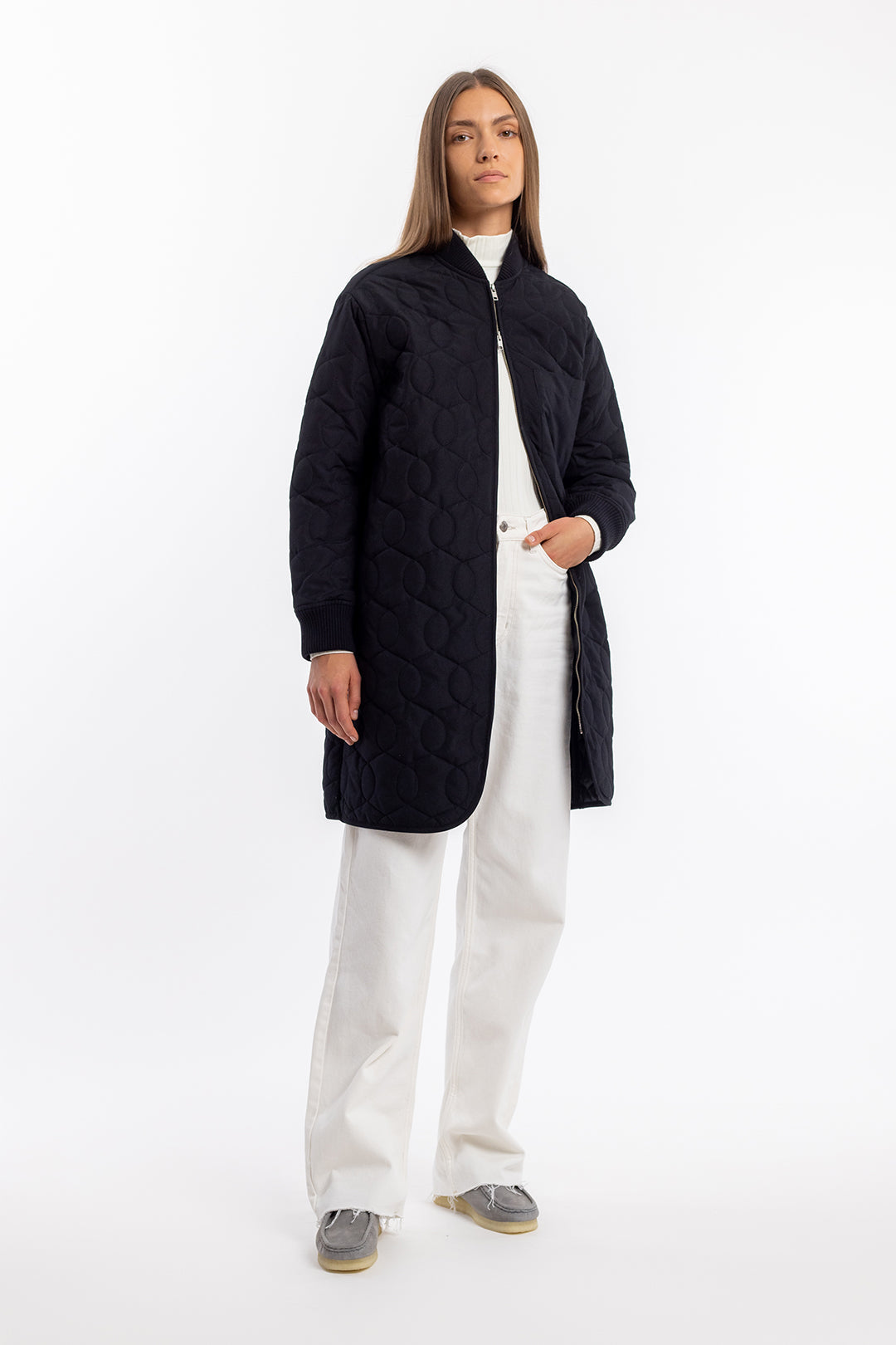 Quilted coat made from recycled PES
