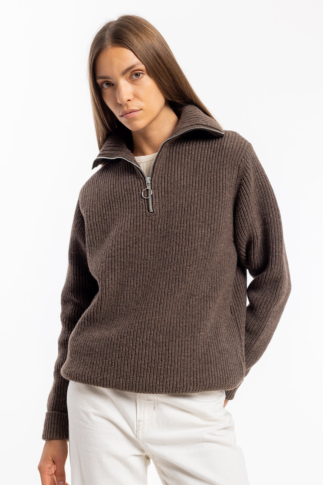 Mélange de laine tricoté Troyer - Marron
