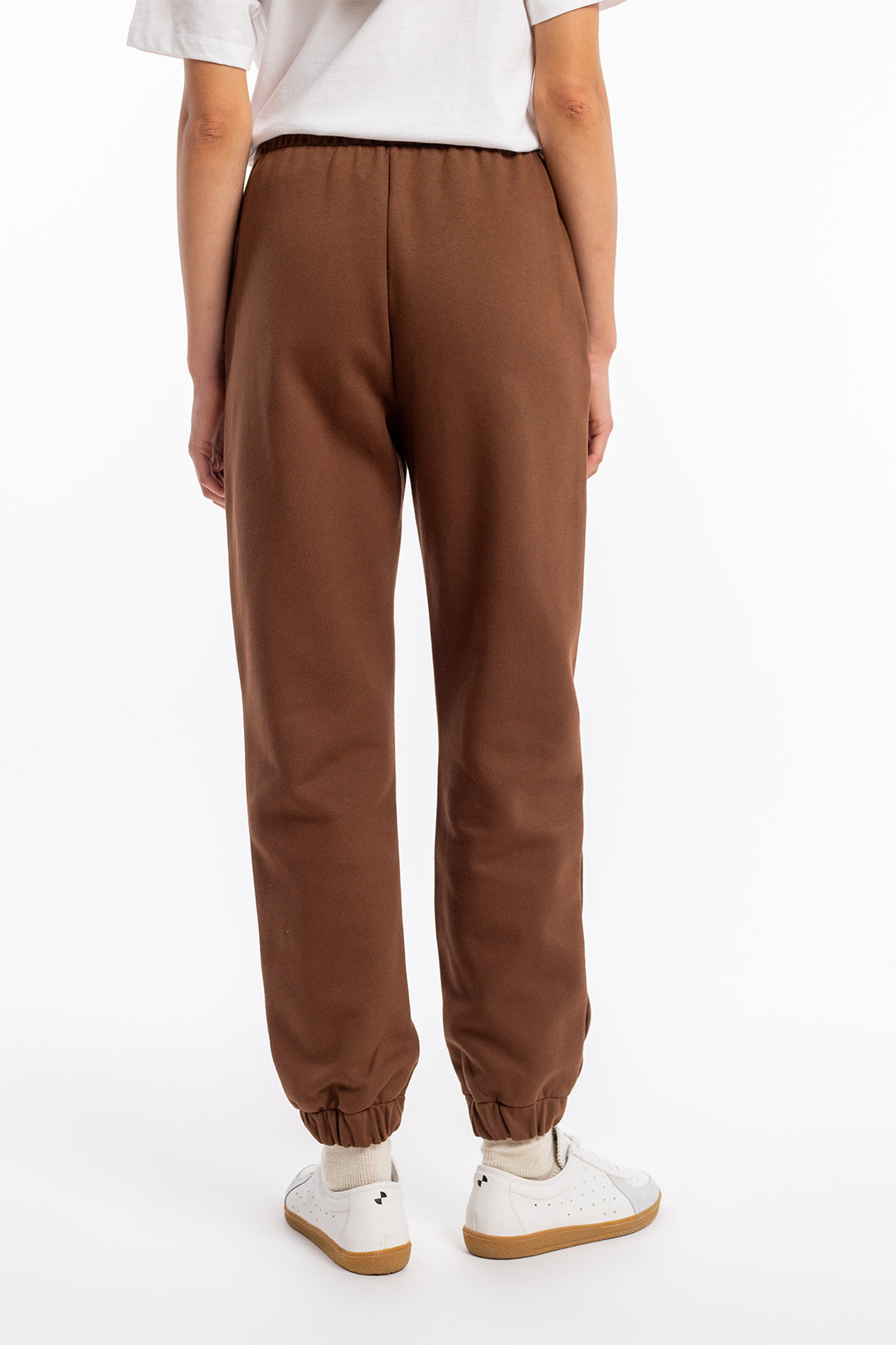 Dark brown jogging pants Logo made from organic cotton by Rotholz