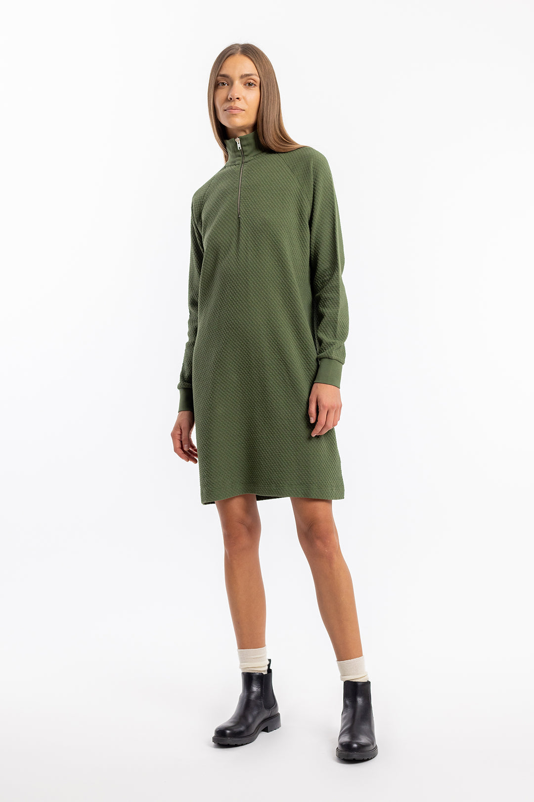 Grünes Sweatshirt-Kleid aus 100% Bio-Baumwolle von Rotholz