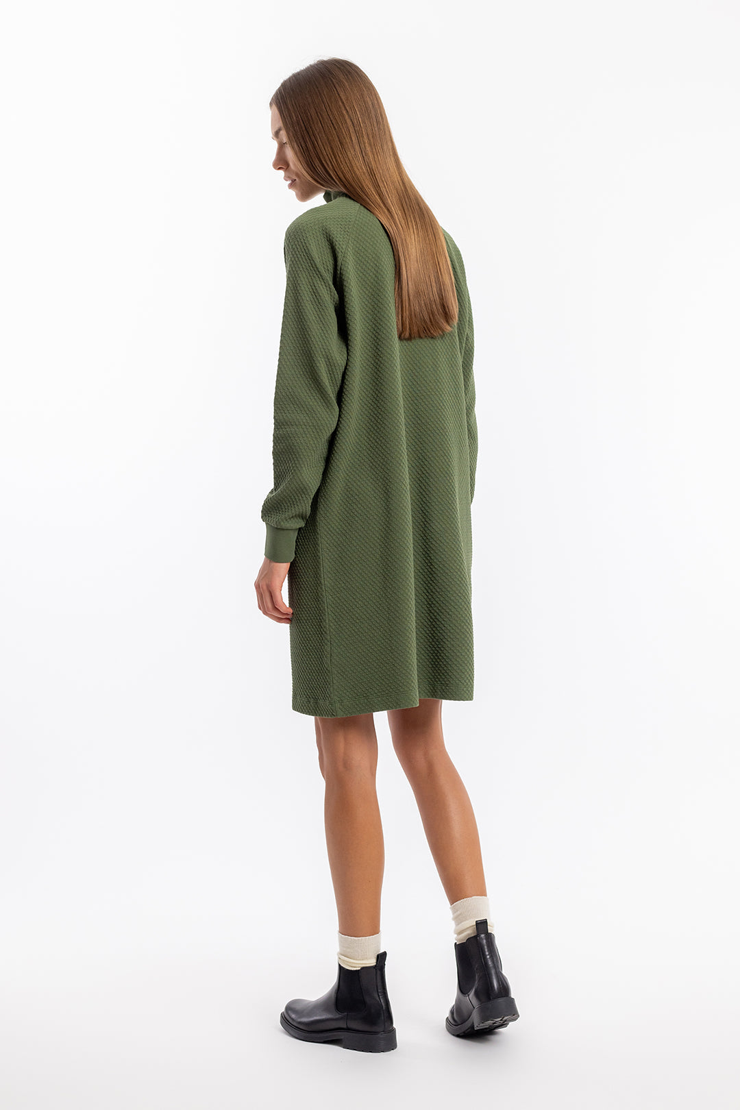 Green sweatshirt dress made from 100% organic cotton from Rotholz