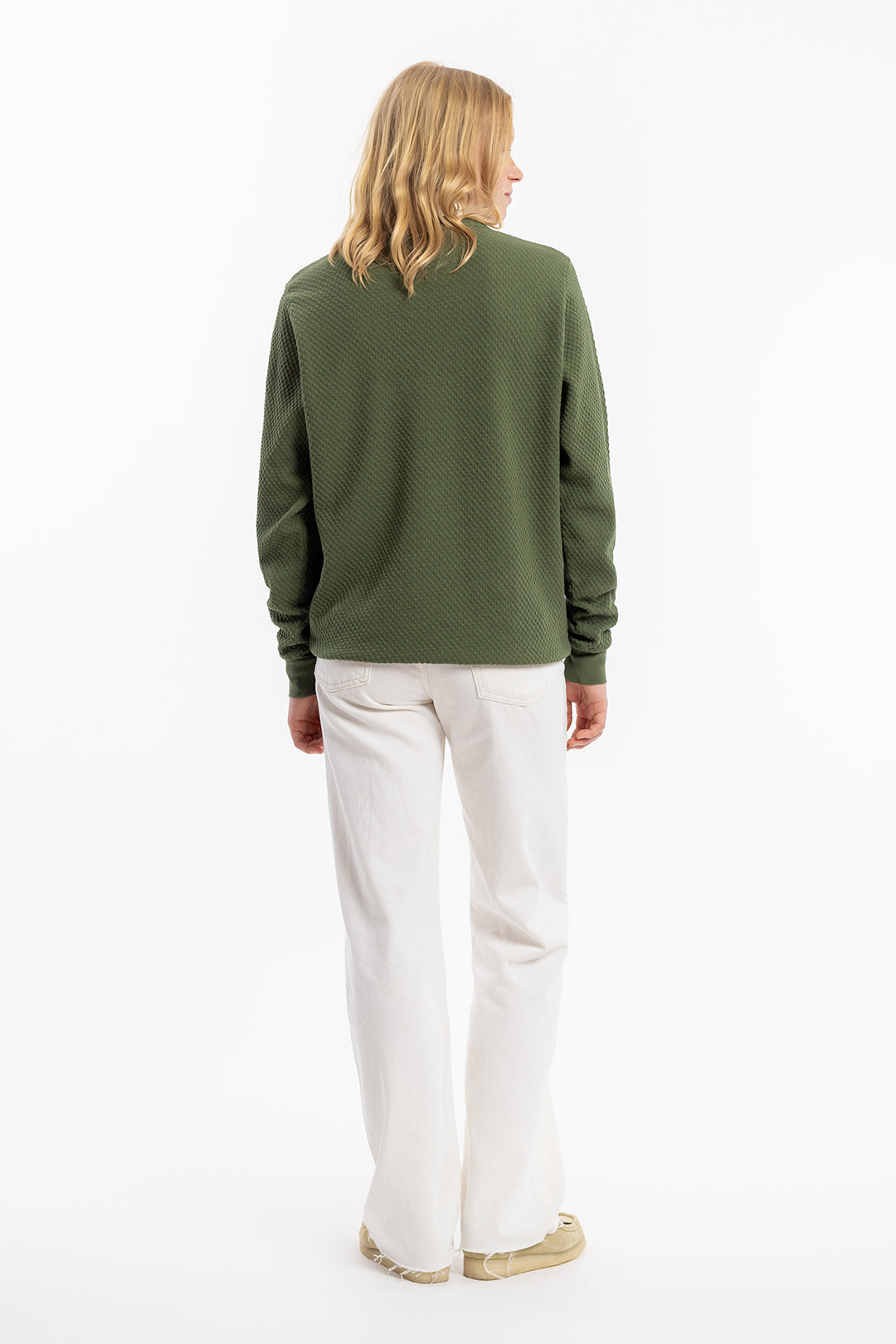 Grüner Sweater Waffel aus 100% Bio Baumwolle von Rotholz
