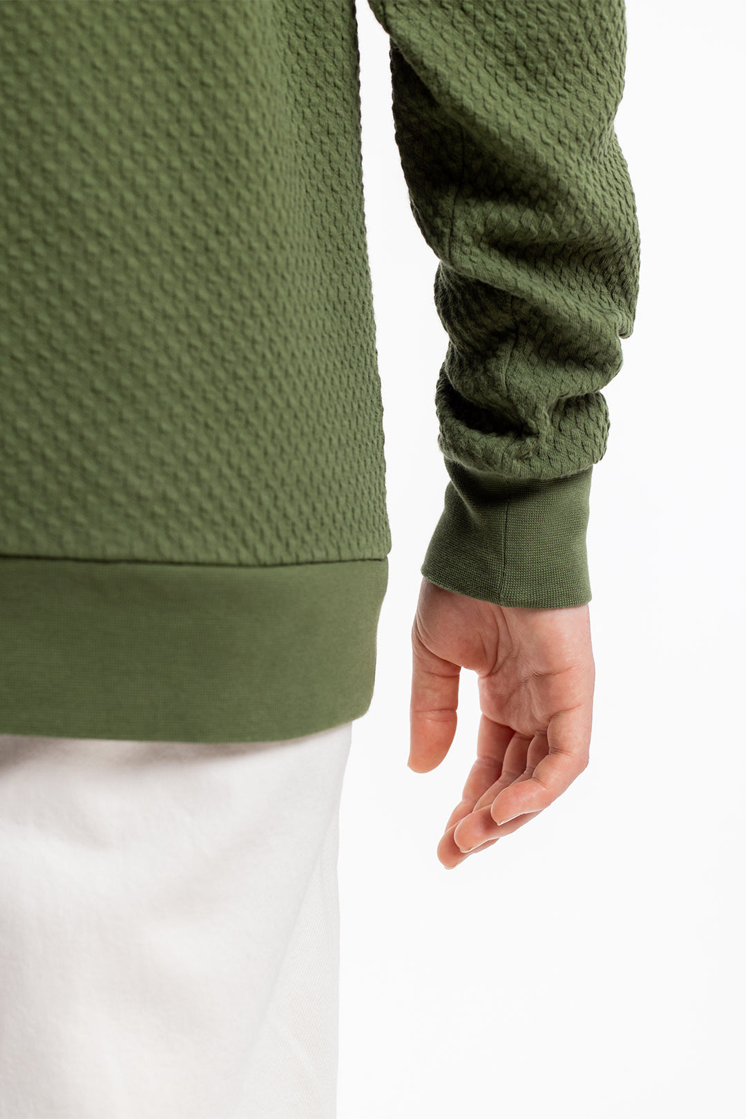 Grüner Sweater Waffel aus 100% Bio Baumwolle von Rotholz