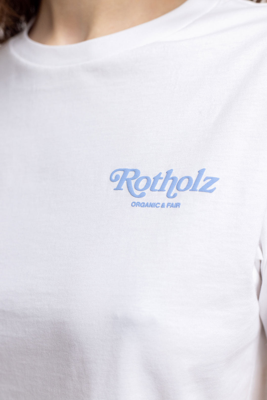 Weisses T-Shirt Retro Logo aus 100% Bio-Baumwolle von Rotholz