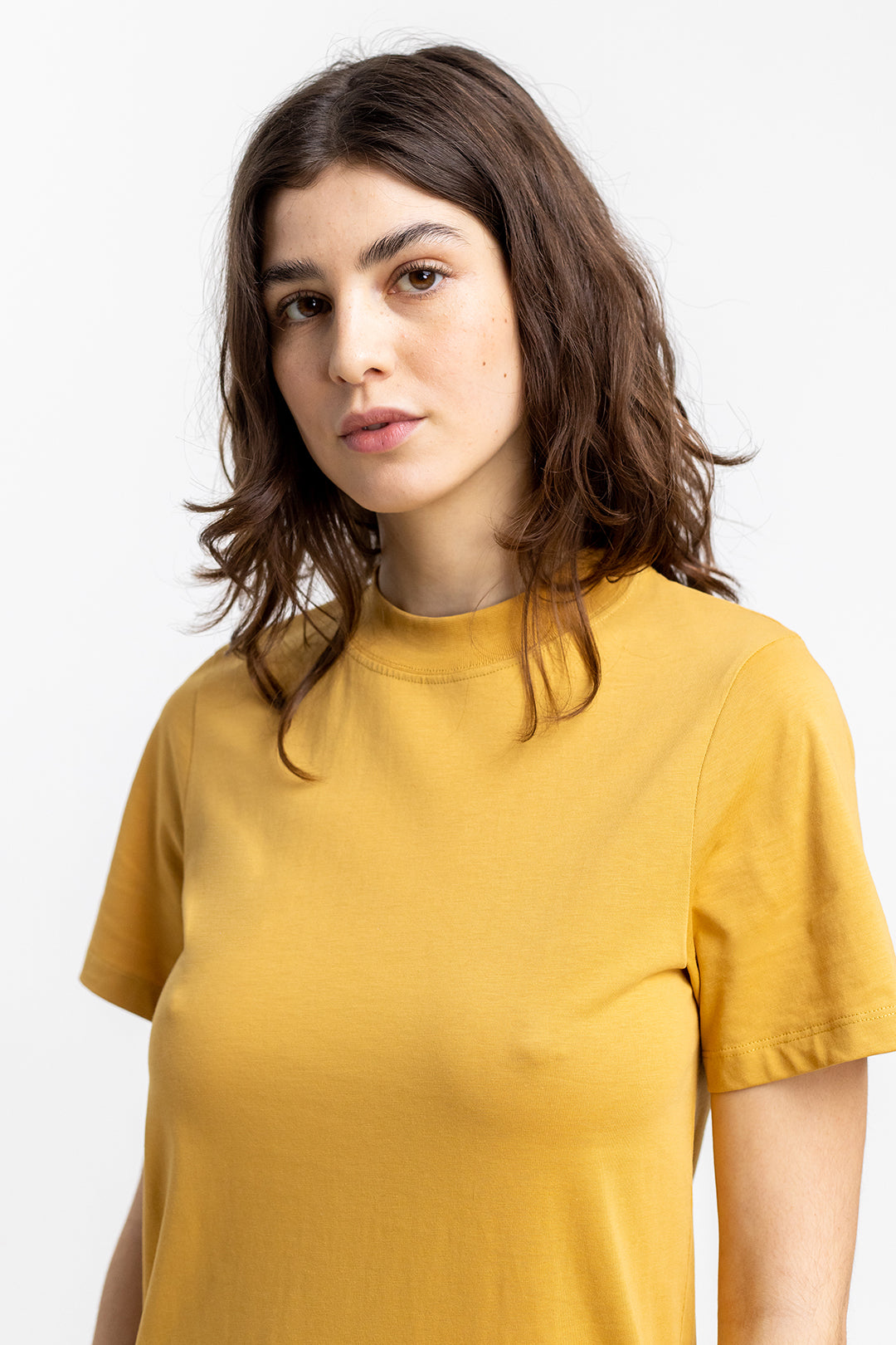 Yellow T-shirt dress made from 100% organic cotton from Rotholz