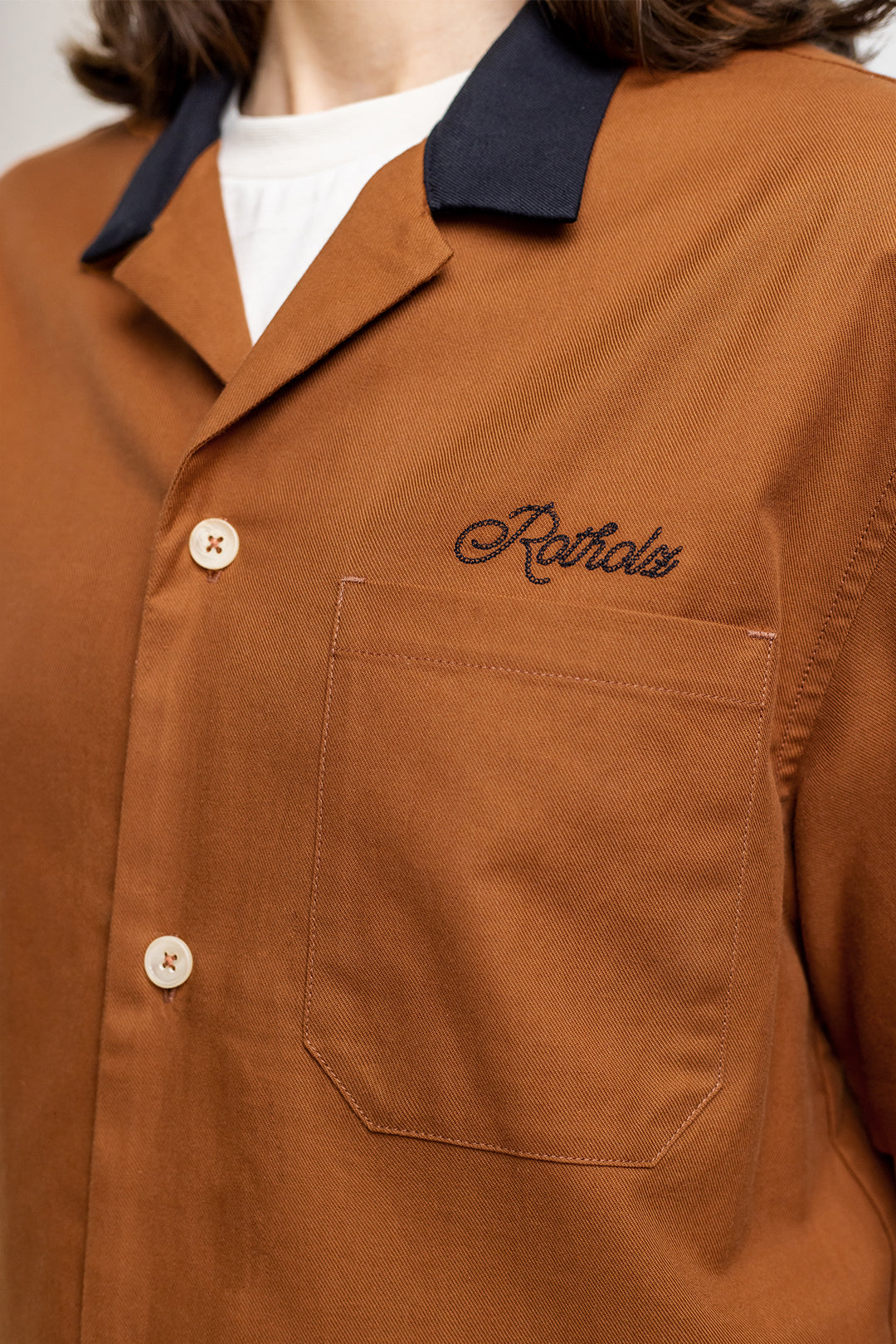 Chemise de bowling orange à manches courtes en coton 100 % biologique de Rotholz