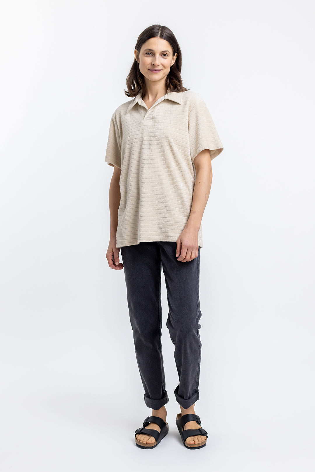 Beige polo shirt made from 100% organic cotton from Rotholz