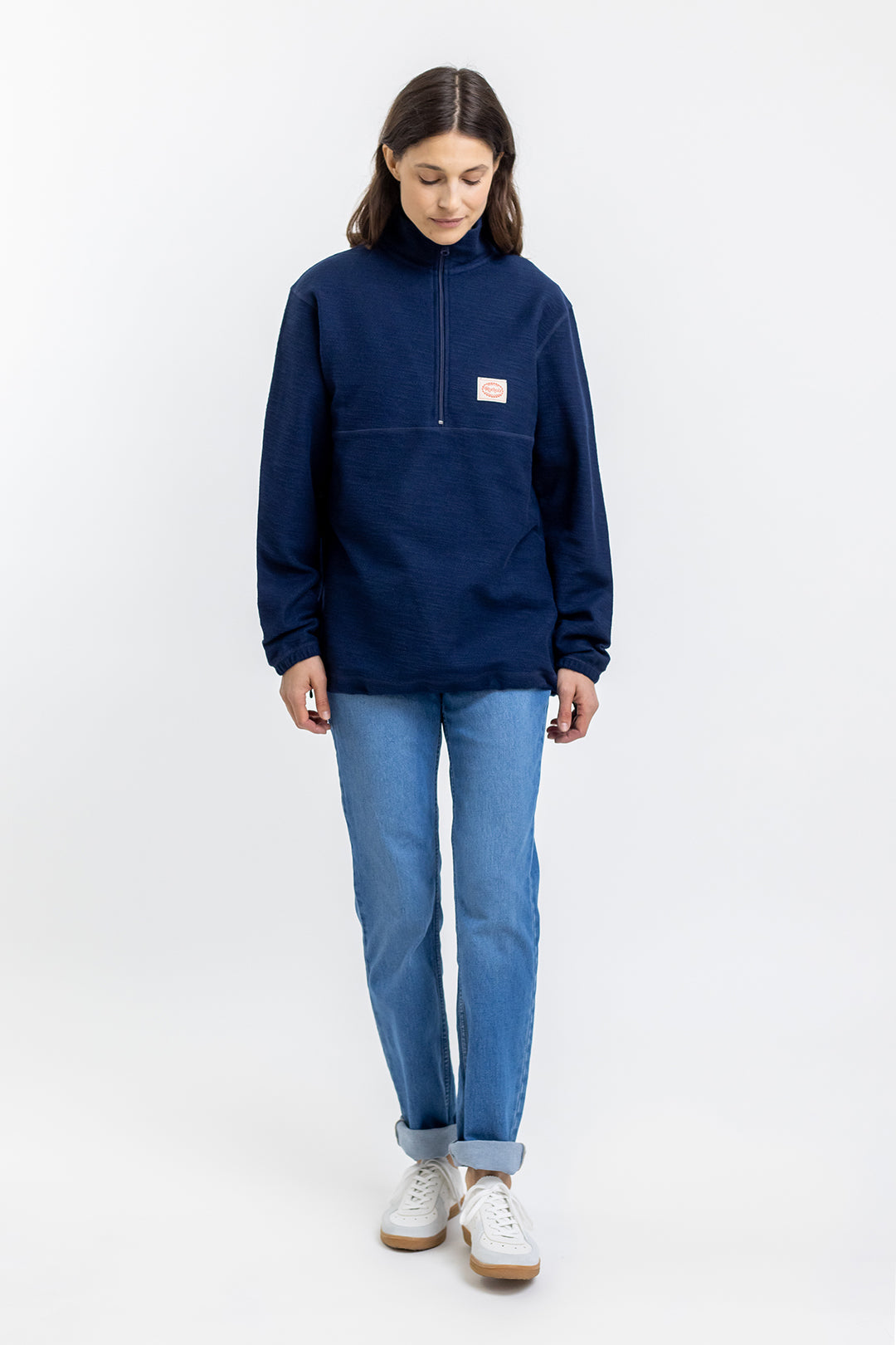Dark blue zip-up sweatshirt Divided made of 100% cotton from Rotholz
