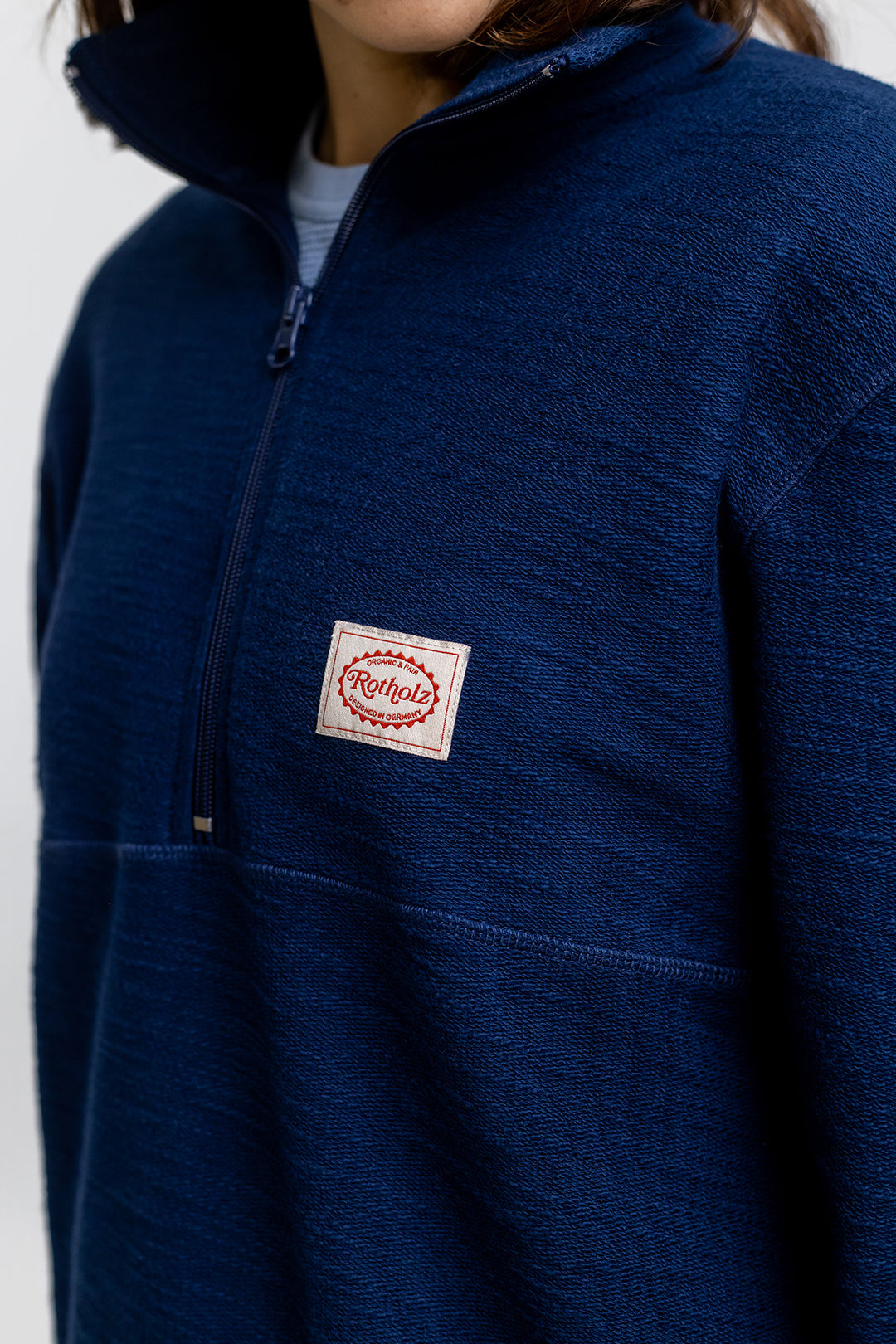 Dunkel-blaues Reissverschluss-Sweatshirt Divided aus 100% Baumwolle von Rotholz