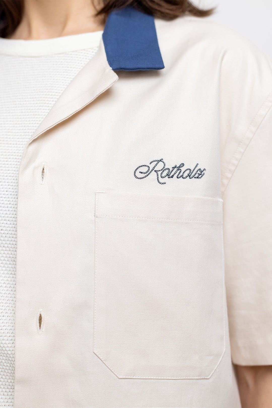Chemise de bowling blanche à manches courtes en coton 100 % biologique de Rotholz