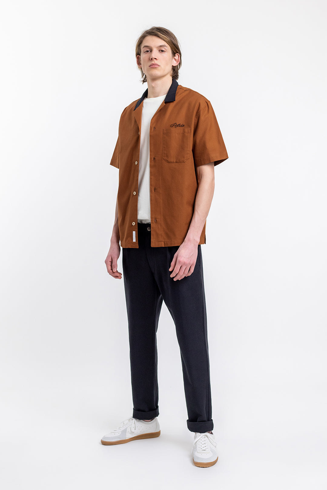 Orange, short-sleeved bowling shirt 100% organic cotton from Rotholz