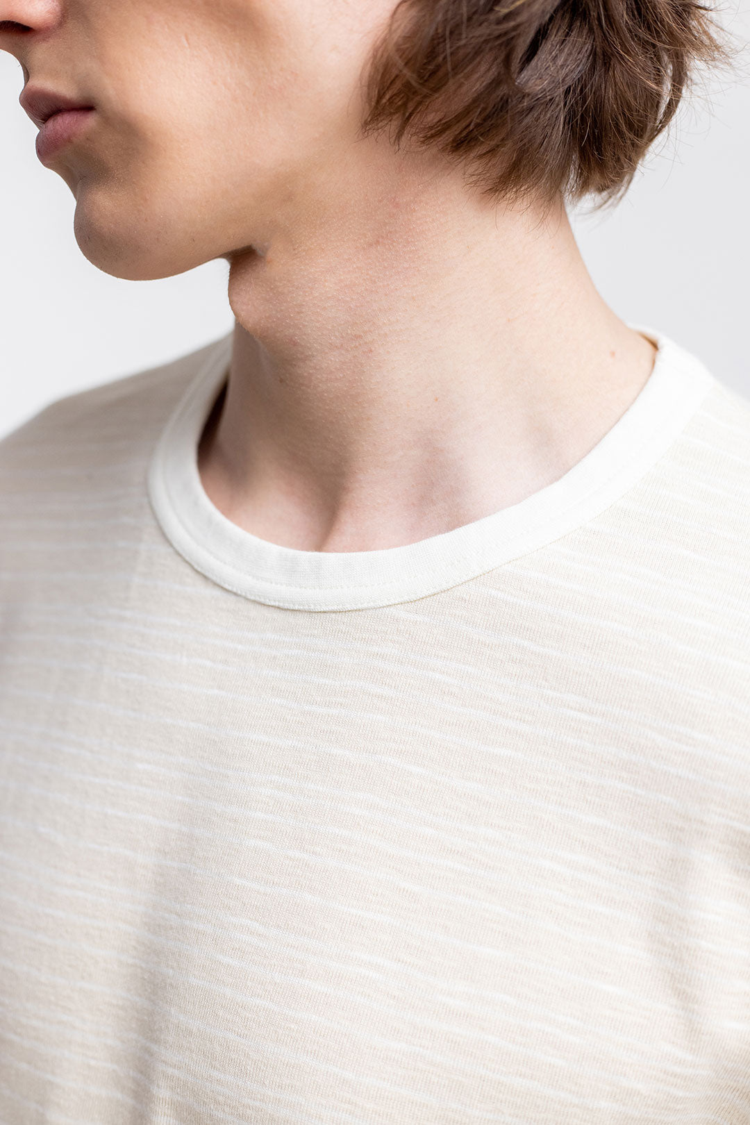 Beige, striped T-shirt made of organic cotton from Rotholz