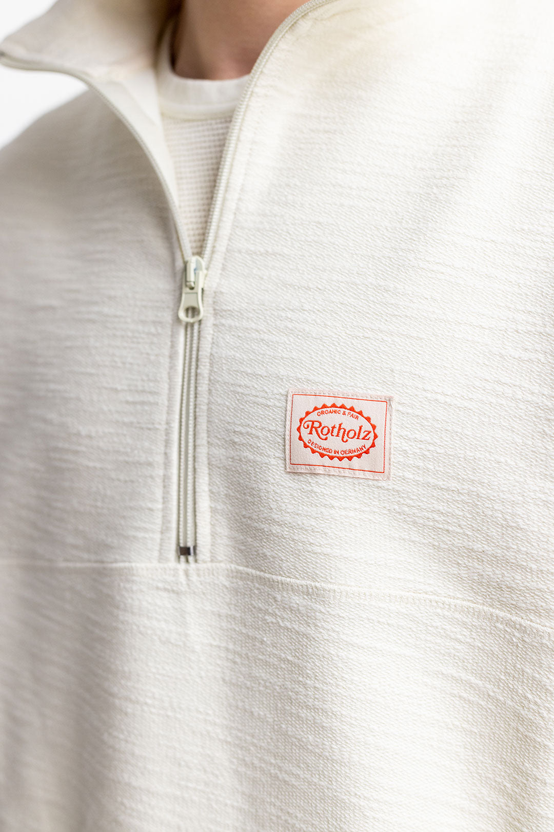 Weisses Reissverschluss-Sweatshirt Devided 100% Baumwolle von Rotholz