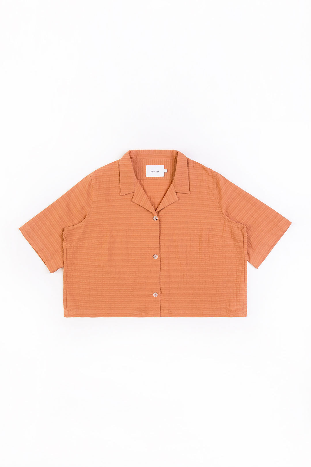 Orangenes, kurzes Bowling-Hemd aus 100% Bio-Baumwolle von Rotholz