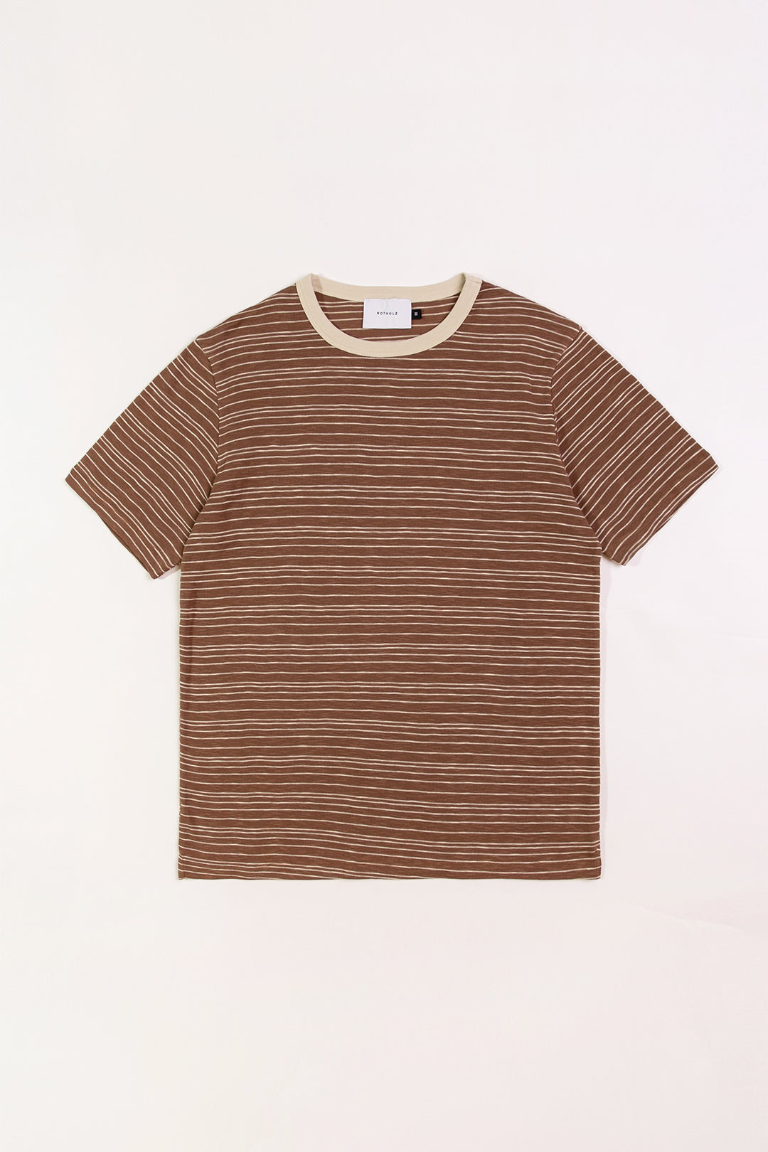 Braunes, gestreiftes T-Shirt aus 100% Bio-Baumwolle von Rotholz