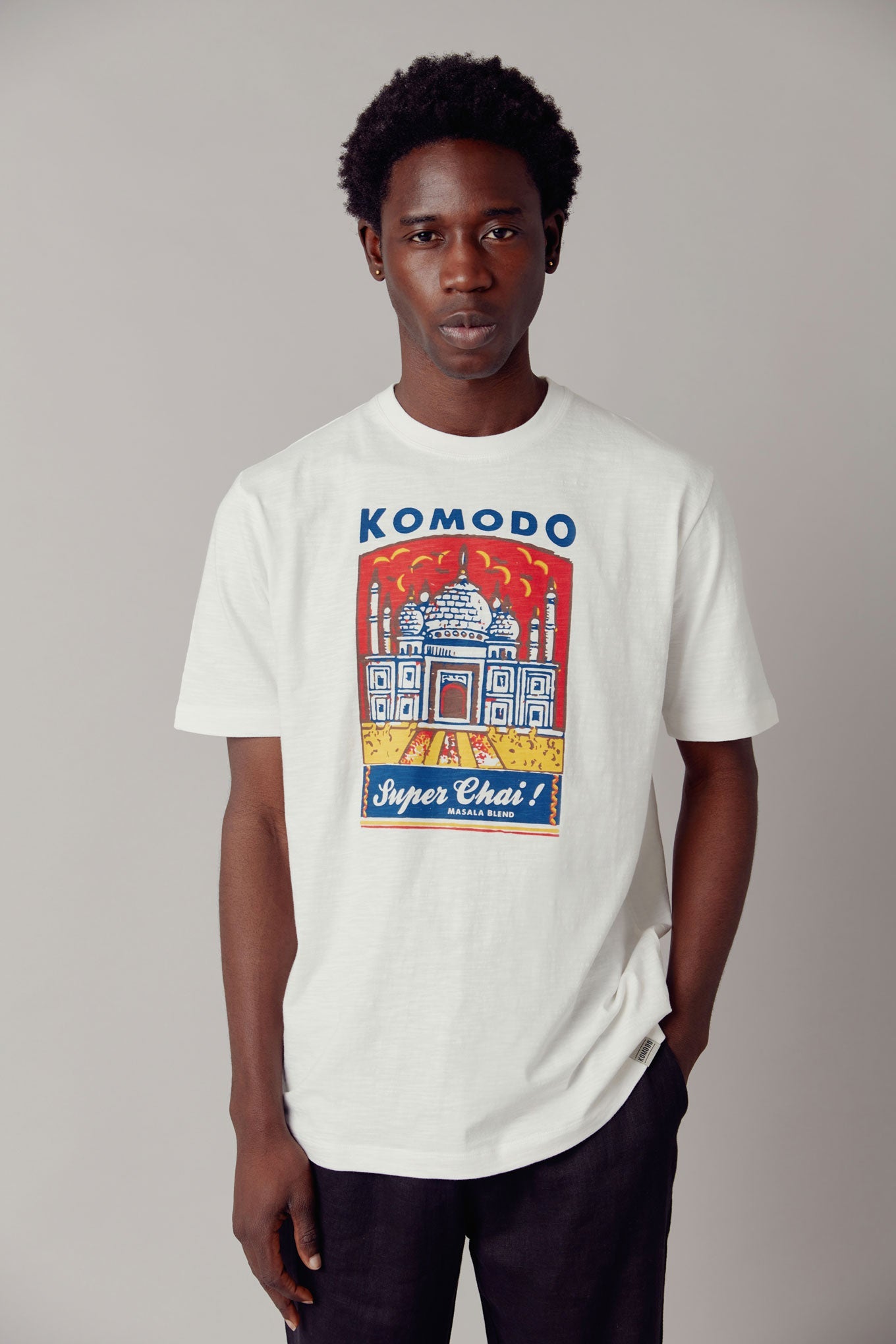 White T-shirt SUPER CHAI made of organic cotton from Komodo