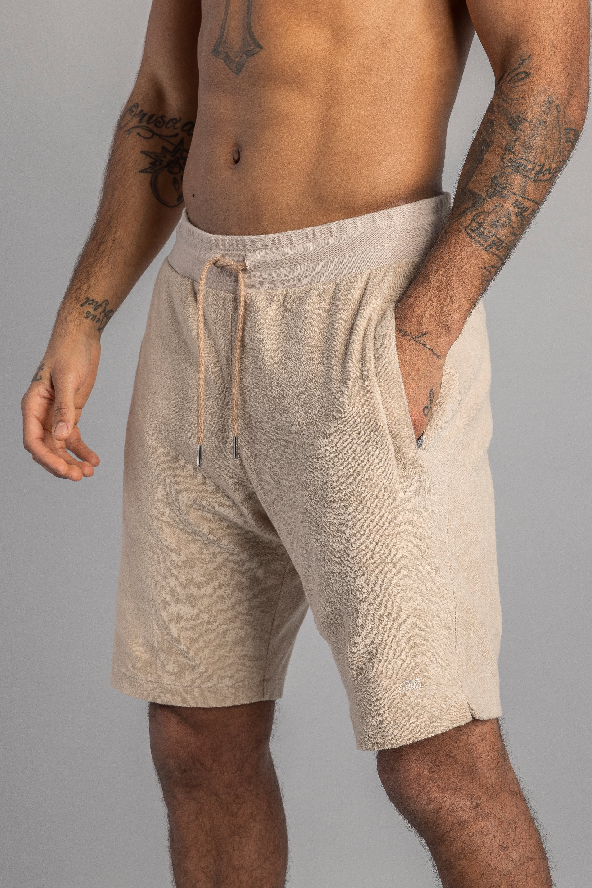 Beige Terry shorts made from 100% organic cotton from DIRTS