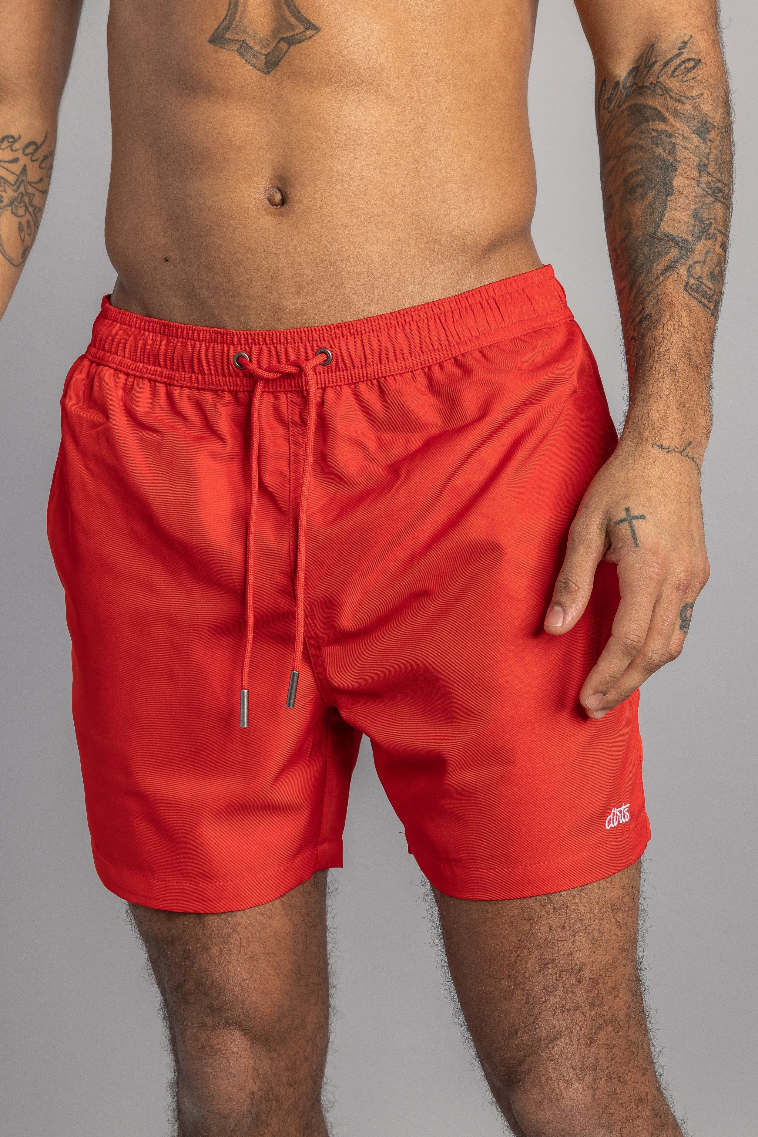 Red recycled swim shorts RPET made from 100% polyester from DIRTS