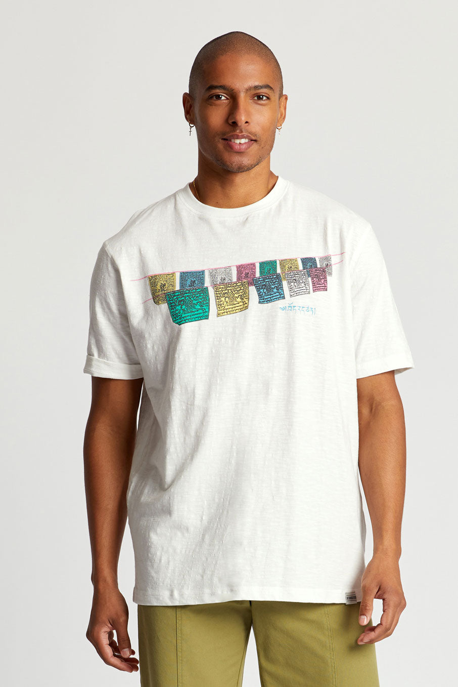 T-shirt blanc FREE TIBET en coton biologique de Komodo