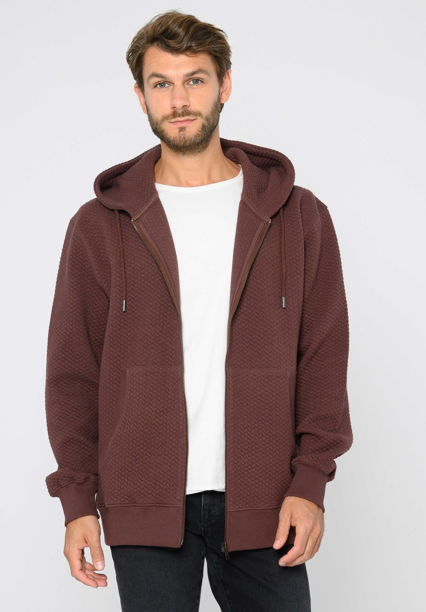 Brown hooded jacket TT1040 made of organic cotton from Thokkthokk