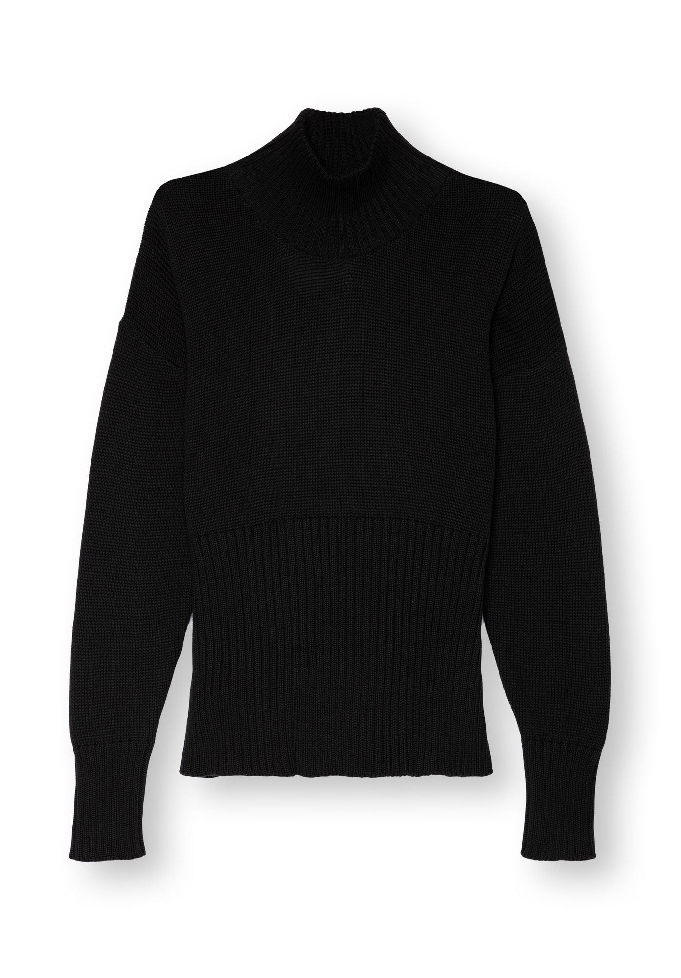 Turtleneck sweater in black made of organic cotton by ThokkThokk (S)
