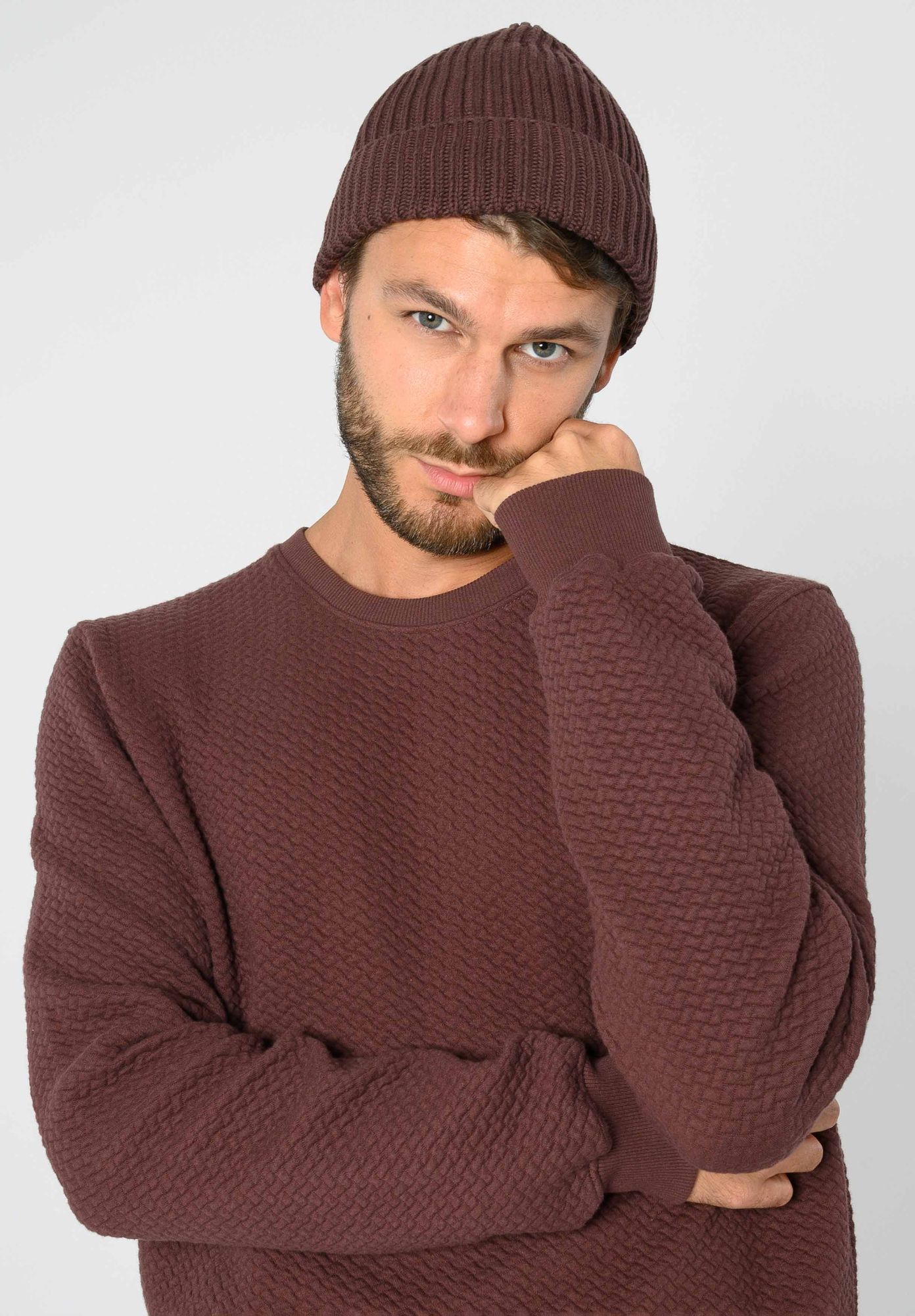 Beanie in brown made of organic cotton by ThokkThokk (S)