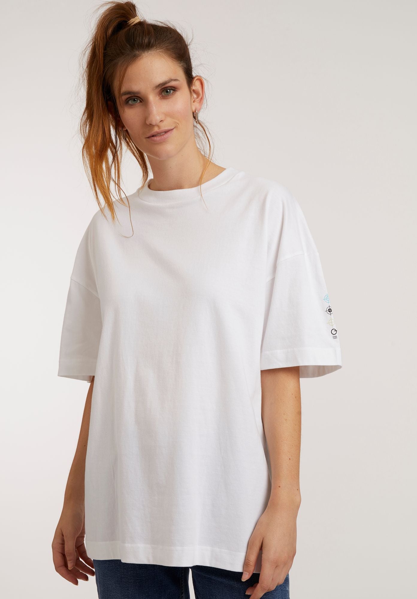 Big shirt unisex in white with back print by ThokkThokk (S)