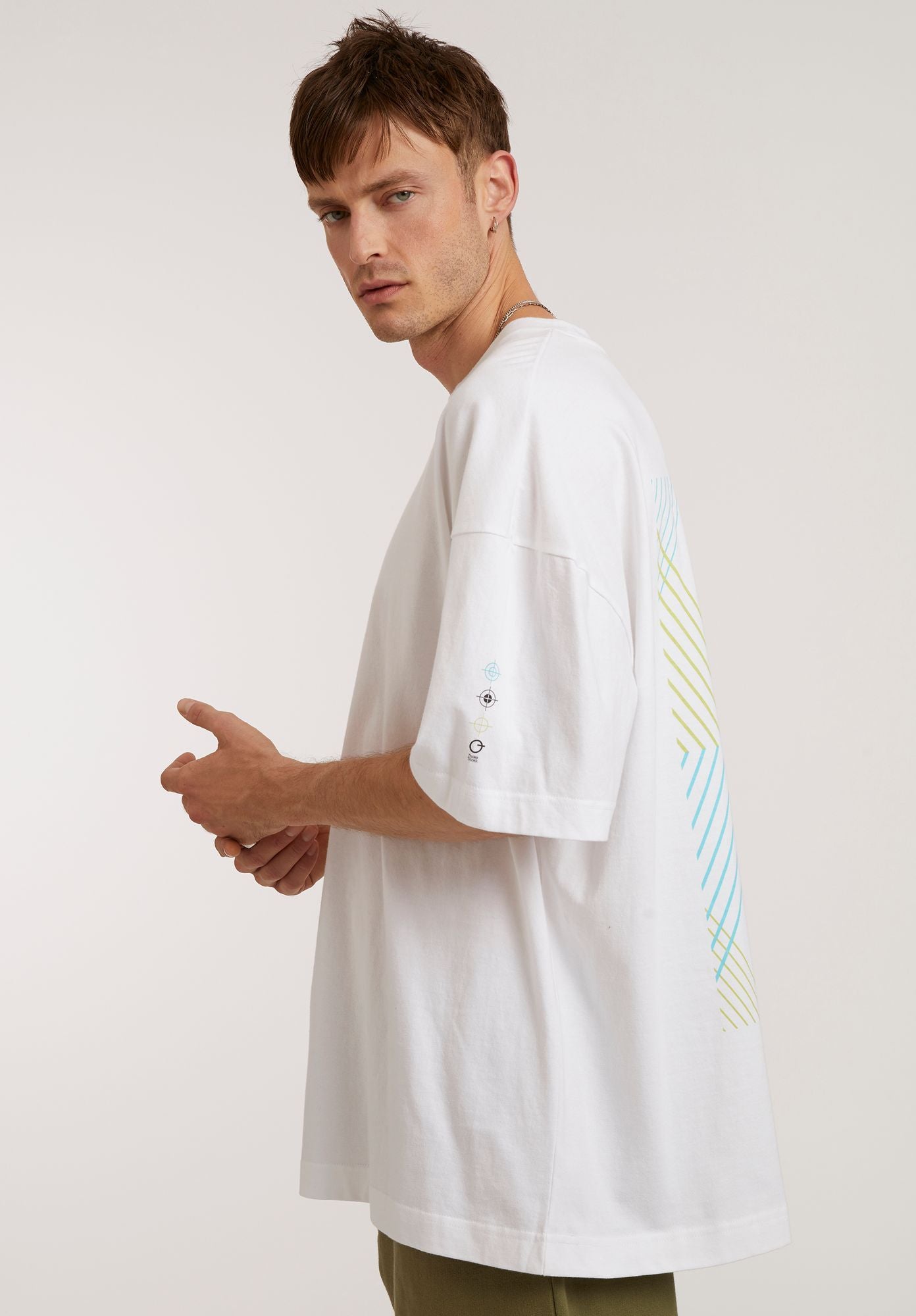 Big shirt unisex in white with back print by ThokkThokk (S)