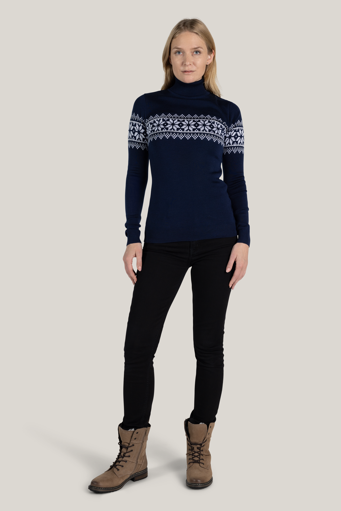 Turtleneck sweater Liv in blue made of Merino and Tencel from Tidløs