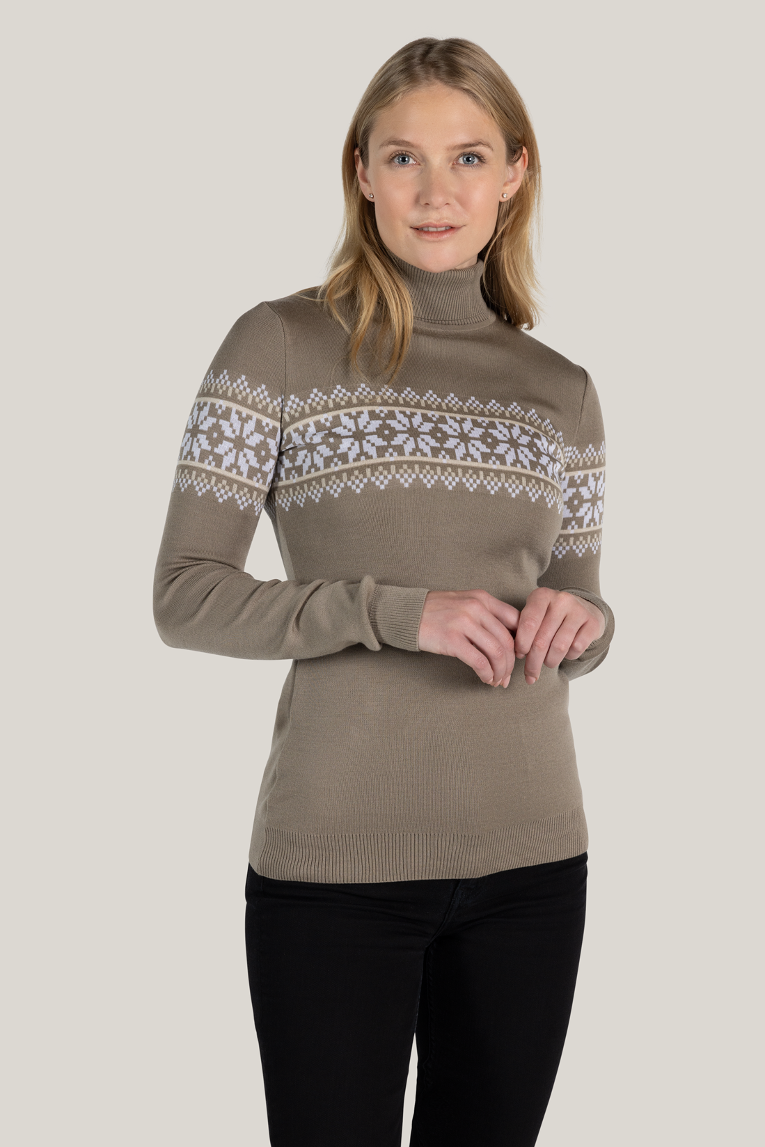 Turtleneck sweater Liv in beige made of Merino and Tencel from Tidløs