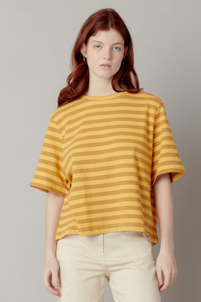 Gelb, gestreiftes Shirt VIBE aus 100% Bio-Baumwolle von Komodo
