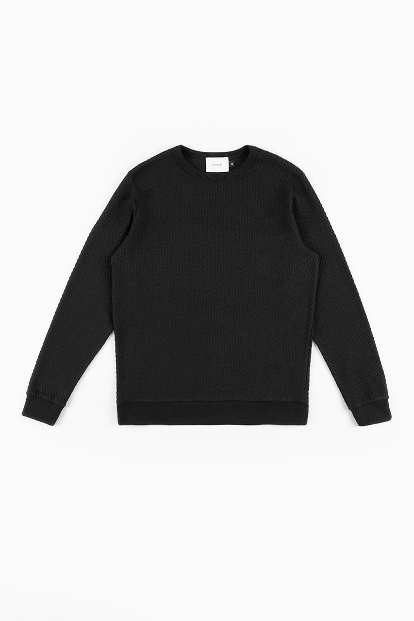 Black waffle sweater made from 100% organic cotton from Rotholz