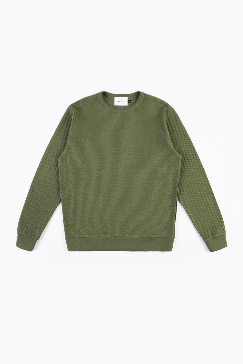 Green sweater waffle made from 100% organic cotton from Rotholz