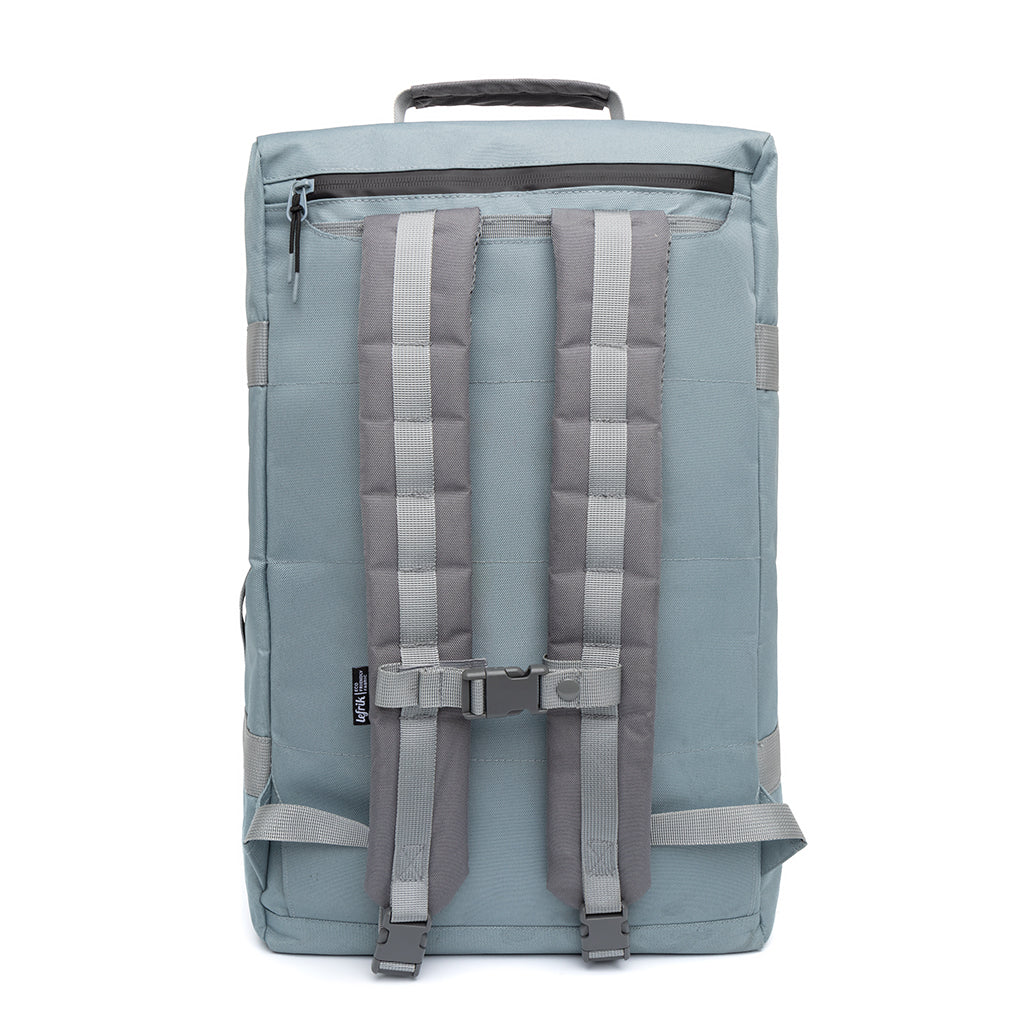 Light blue Wanderer travel backpack made from recycled PET from Lefrik