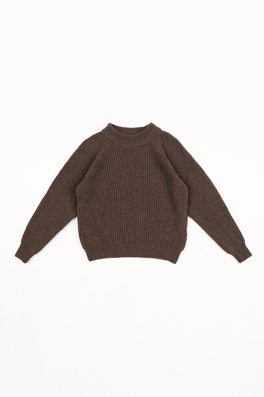 Brown knitted sweater made from recycled wool from Rotholz